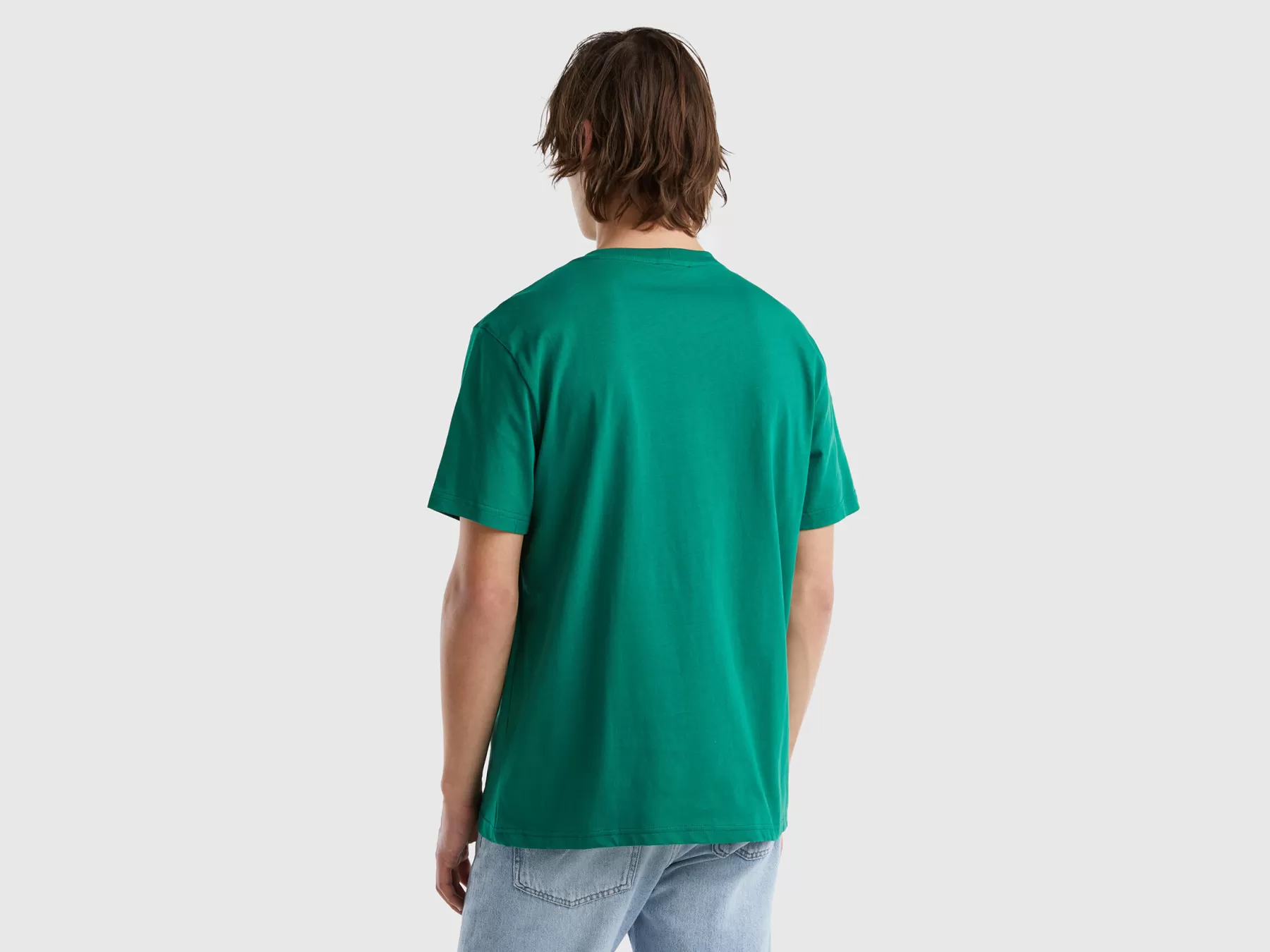 Benetton T-Shirt Basica 100% Cotone Bio Verde Scuro Best Sale