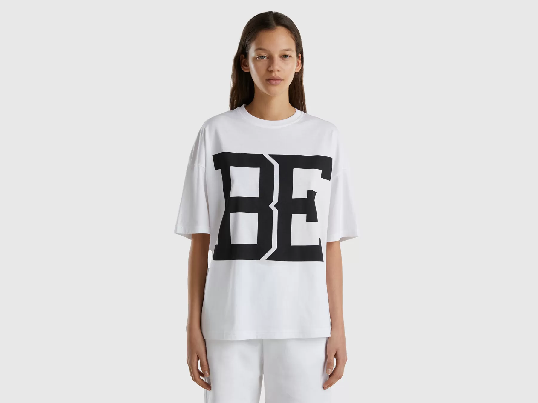 Benetton T-Shirt "Be" Oversize Bianco Best