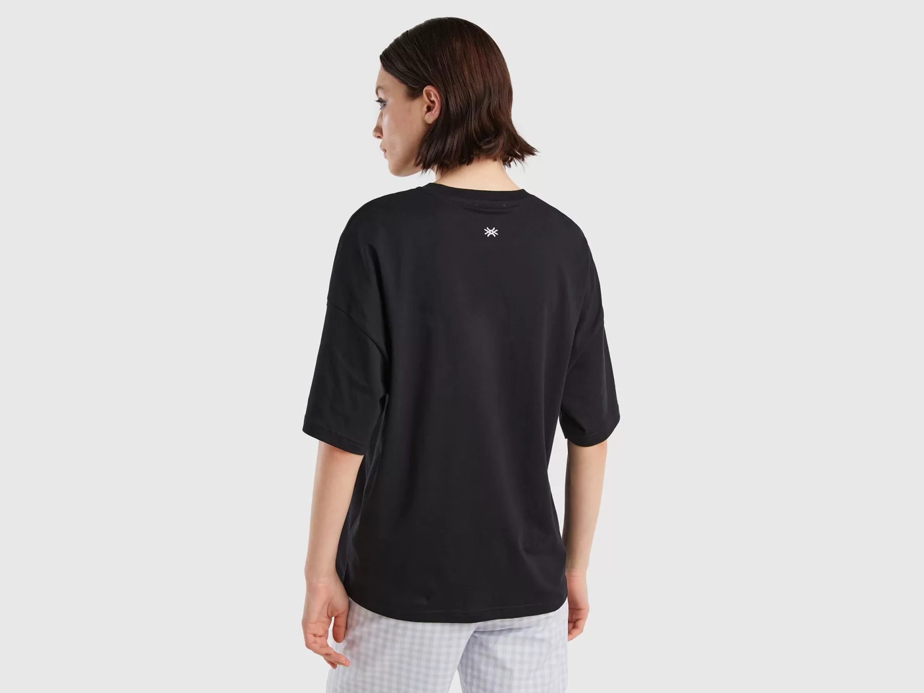 Benetton T-Shirt "Be" Oversize Nero Flash Sale