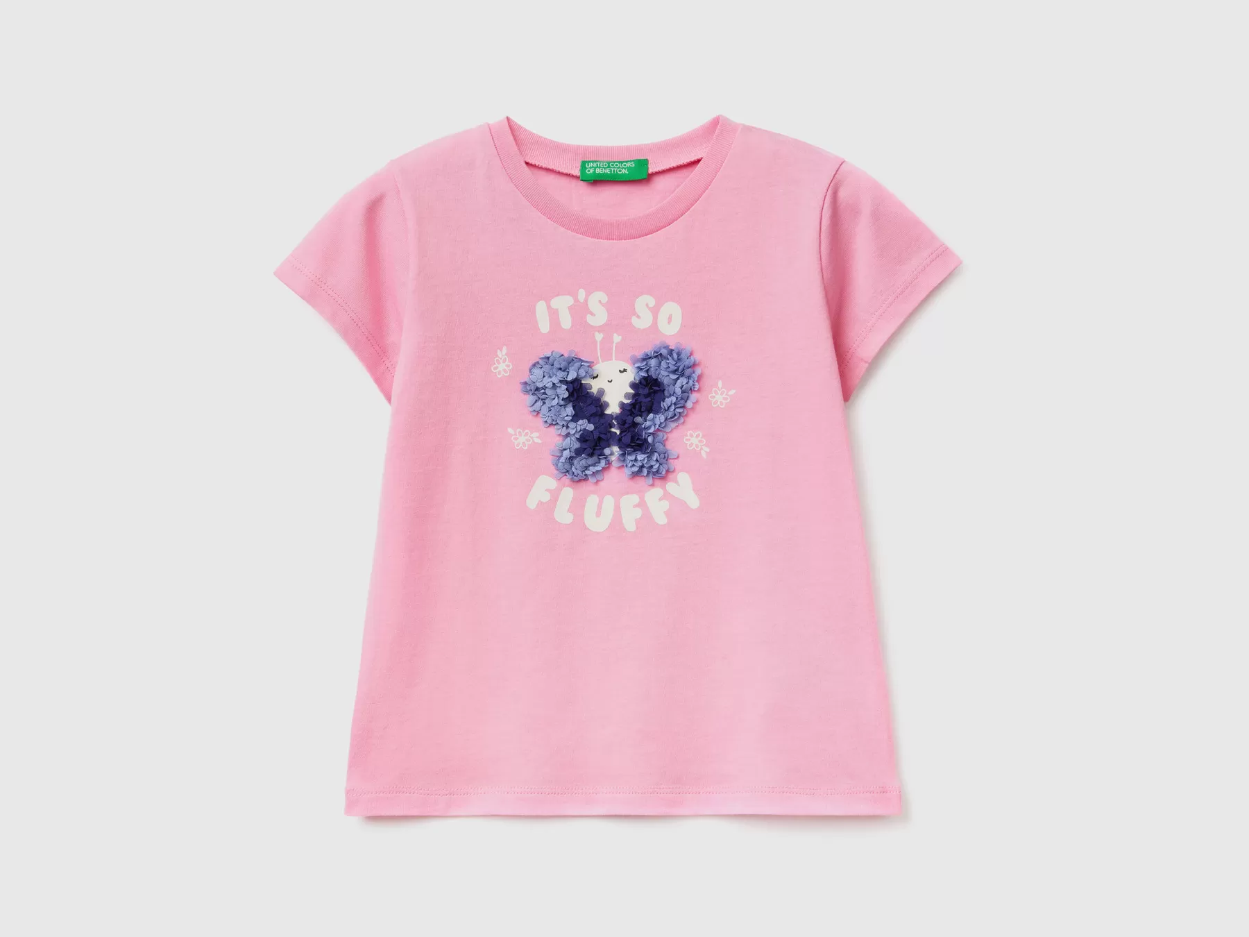 Benetton T-Shirt Con Applicazione Effetto Petali Rosa Outlet