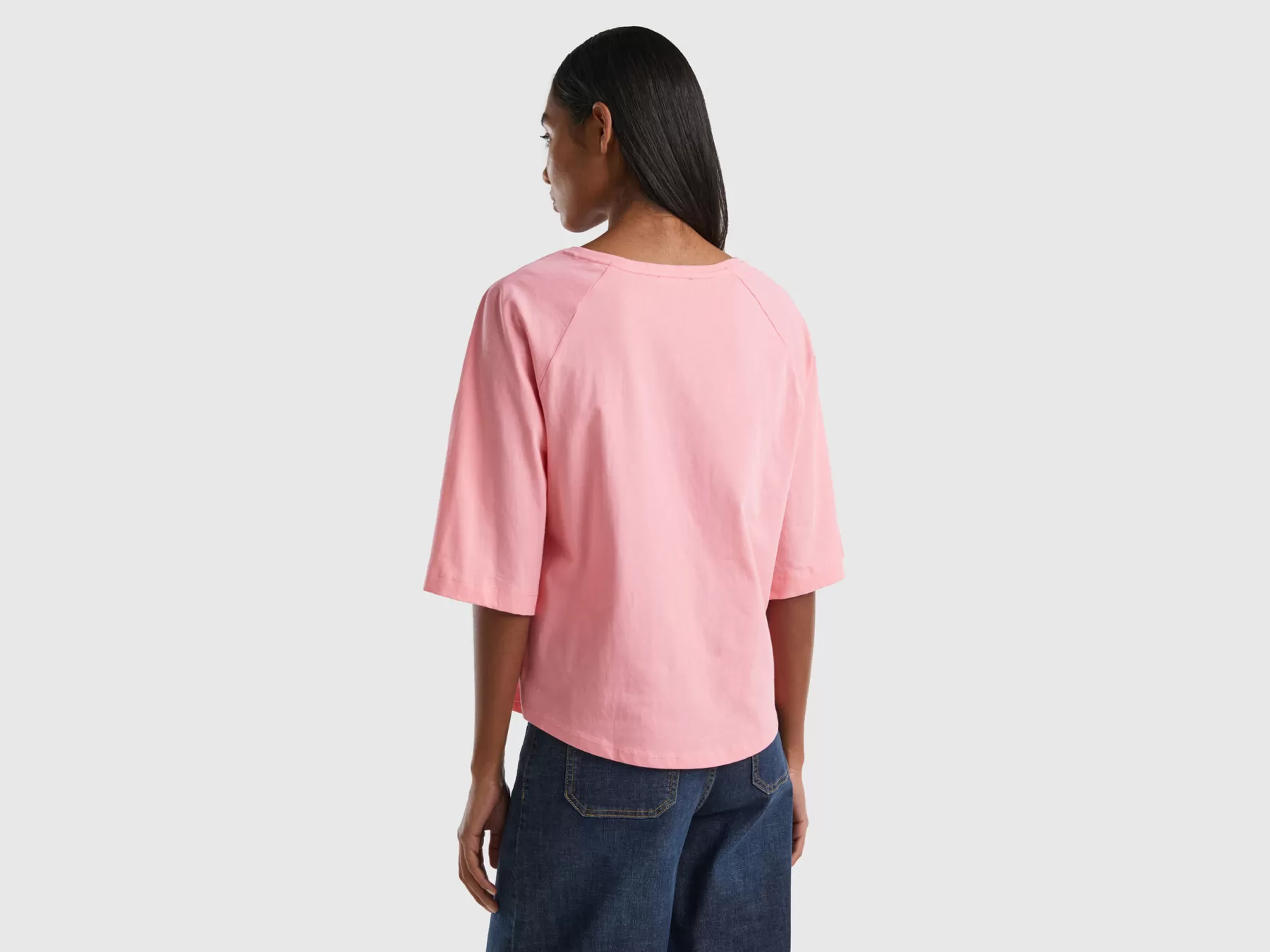 Benetton T-Shirt Con Manica Ampia Rosa Cheap