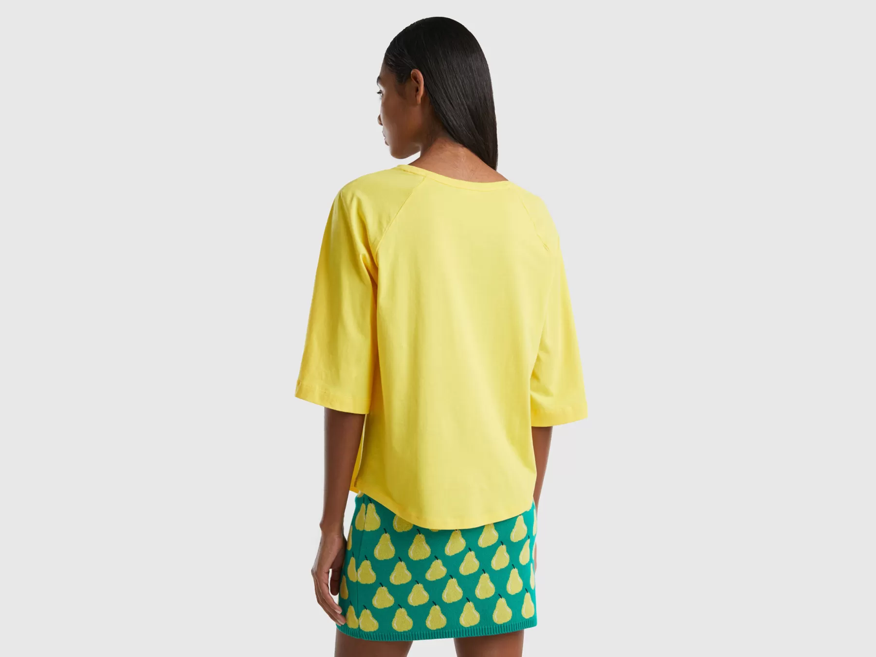 Benetton T-Shirt Con Manica Ampia Giallo Outlet