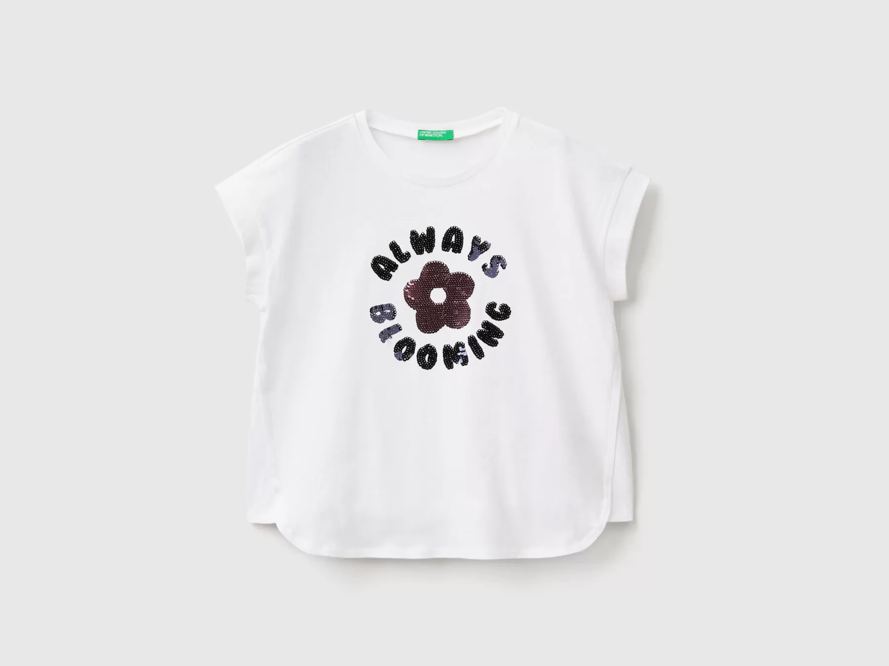 Benetton T-Shirt Con Paillettes Reversibili Bianco Clearance