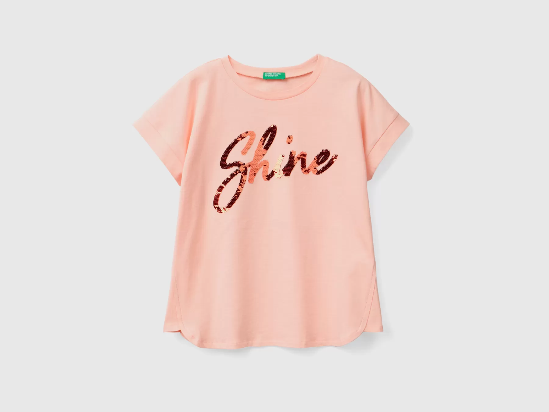 Benetton T-Shirt Con Paillettes Reversibili Rosa Tenue Sale