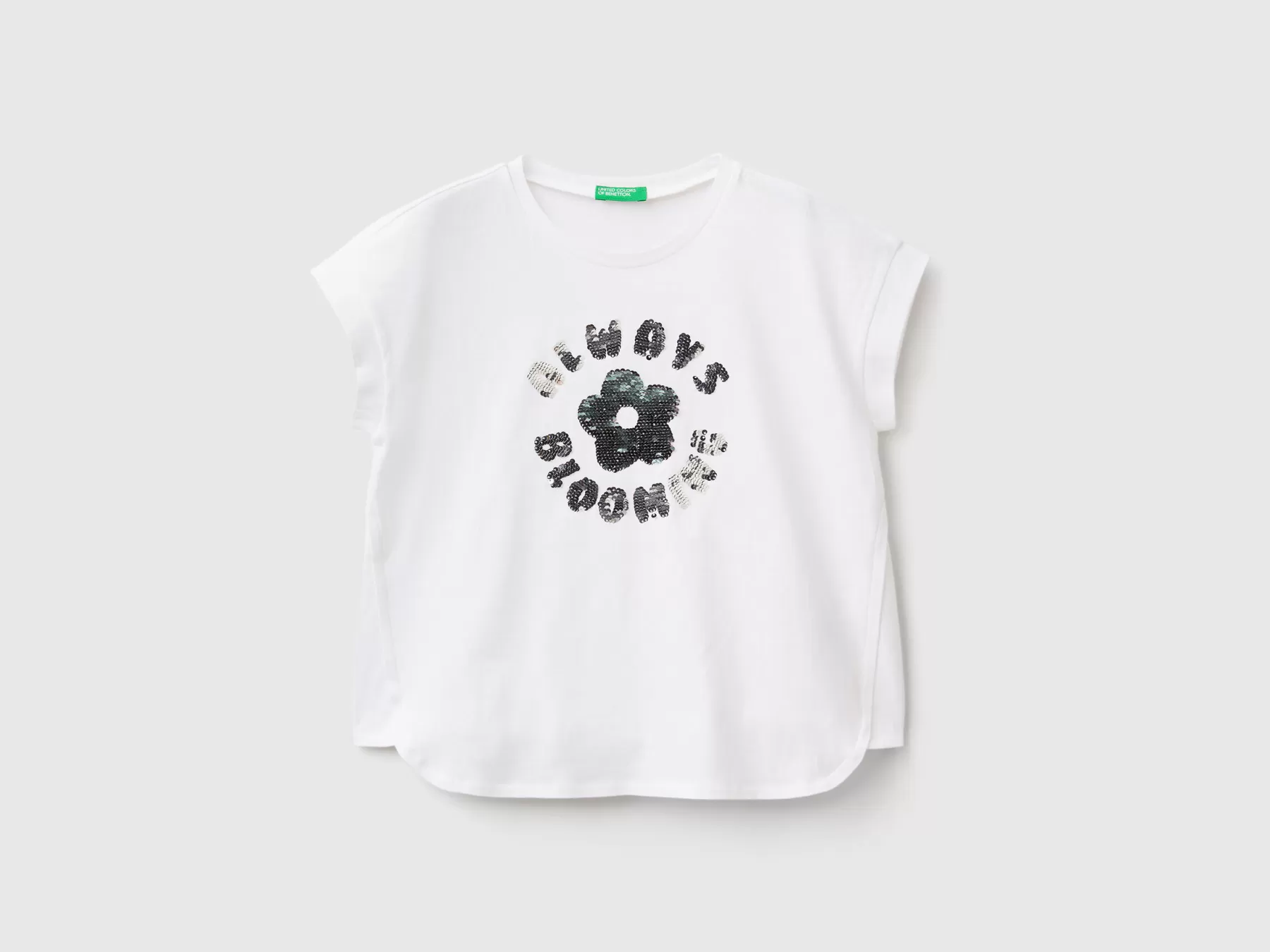 Benetton T-Shirt Con Paillettes Reversibili Bianco Clearance