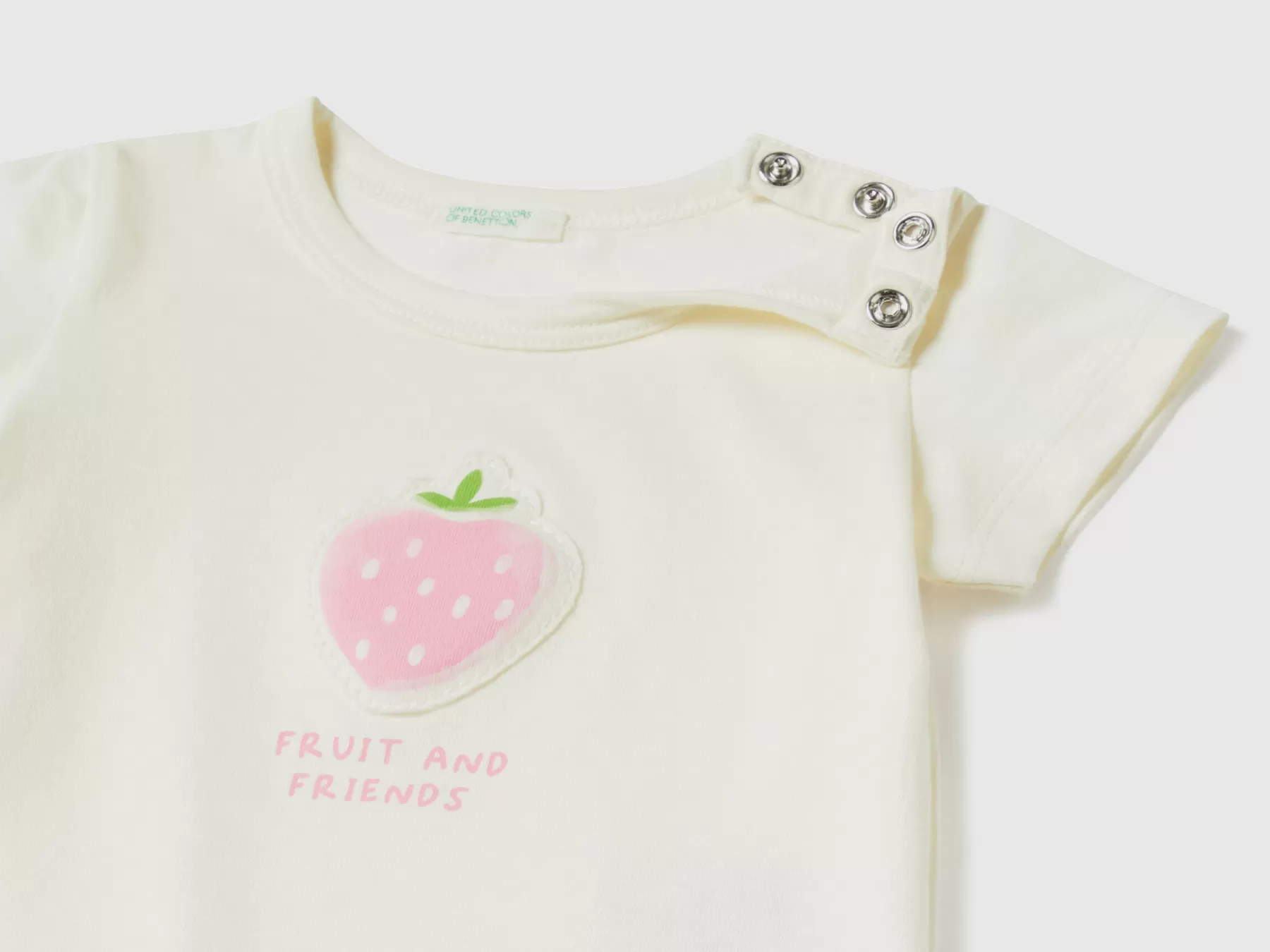 Benetton T-Shirt Con Patch E Stampa Bianco Online