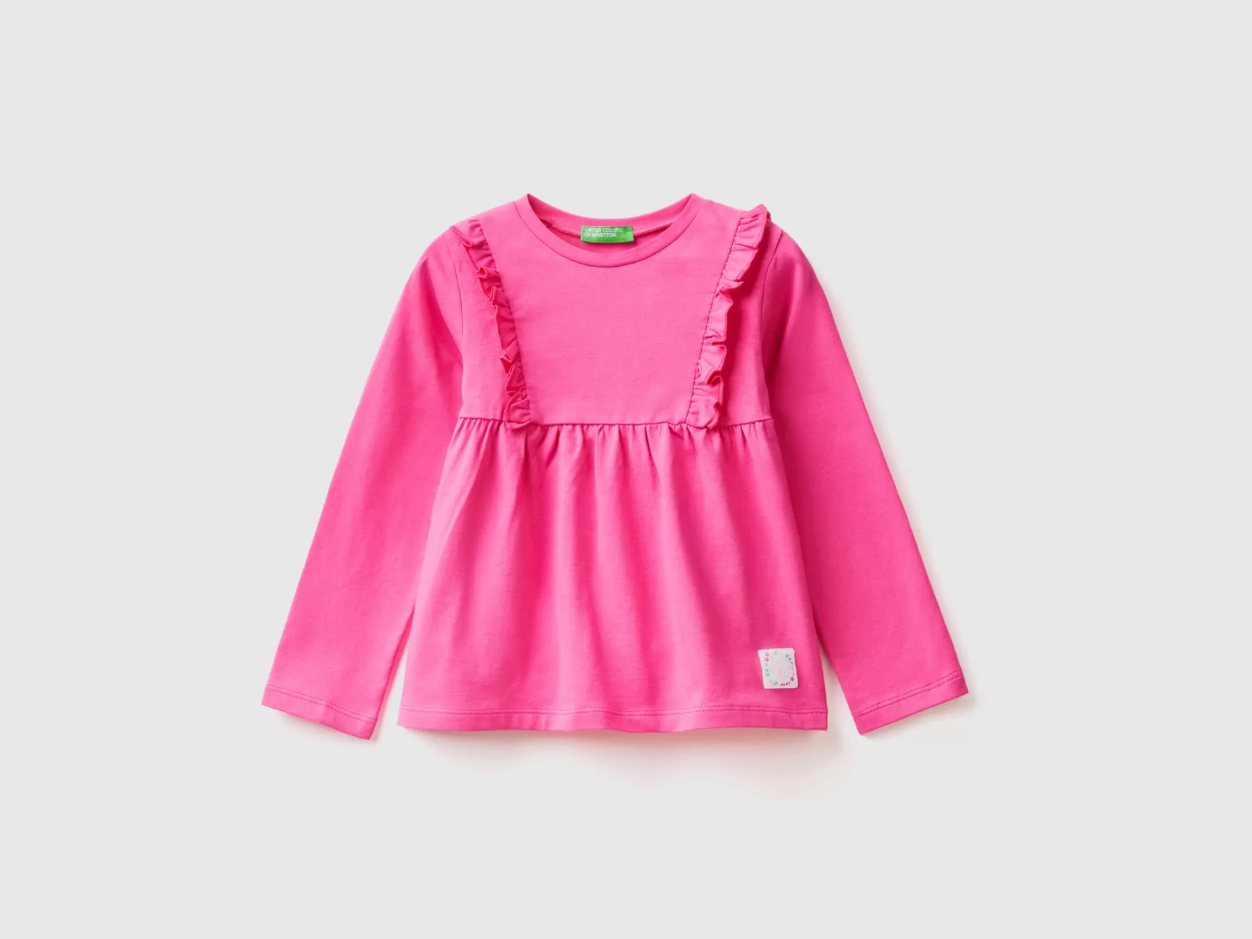 Benetton T-Shirt Con Rouches In Cotone Stretch Fucsia Online