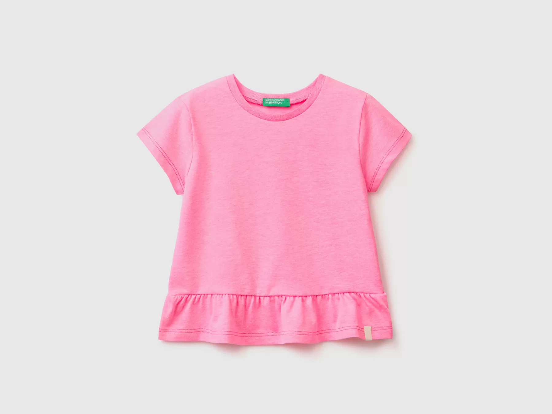 Benetton T-Shirt Con Rouches In Tessuto Riciclato Rosa Fluo Cheap