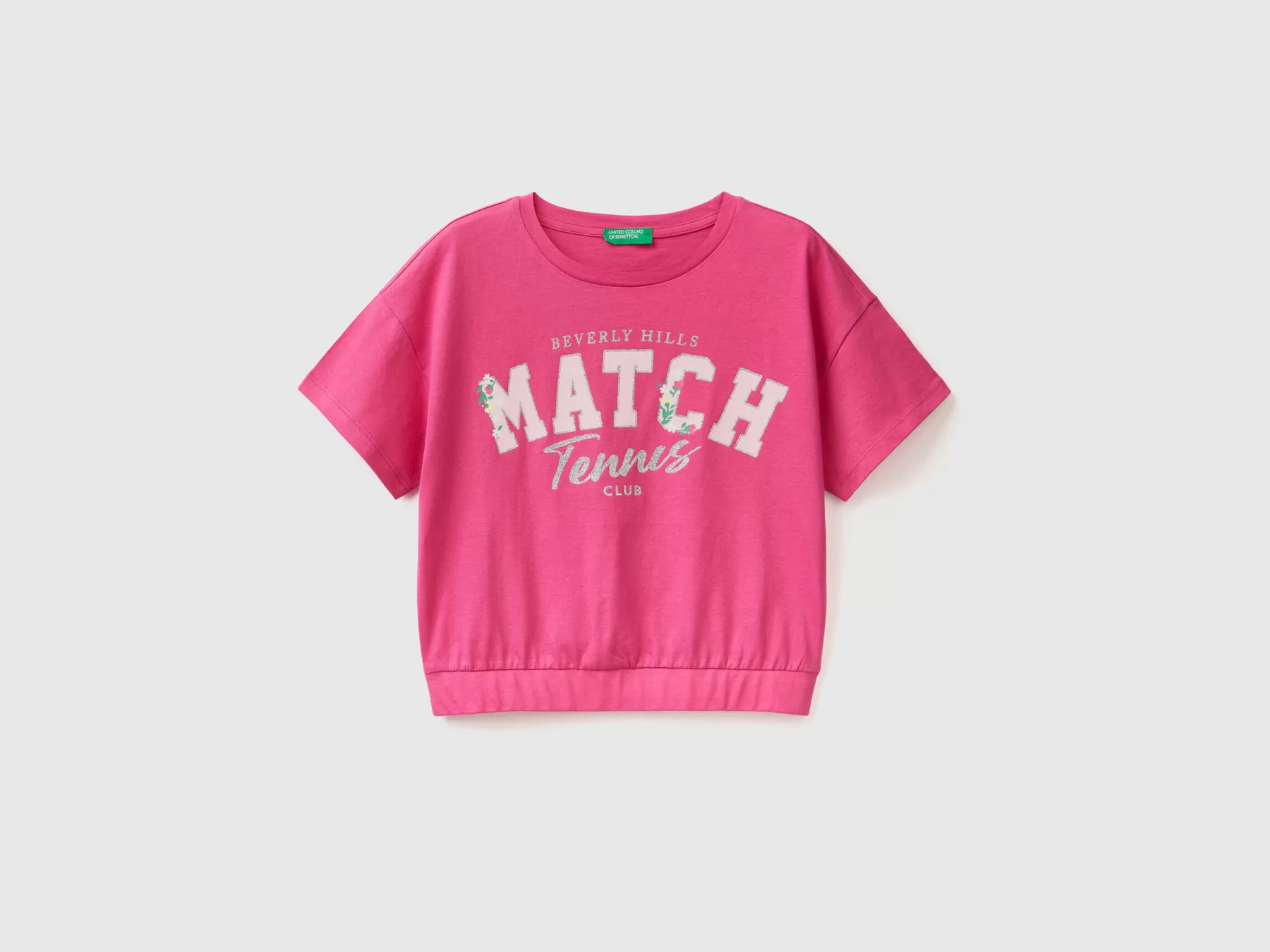 Benetton T-Shirt Con Stampa E Glitter Fucsia Shop