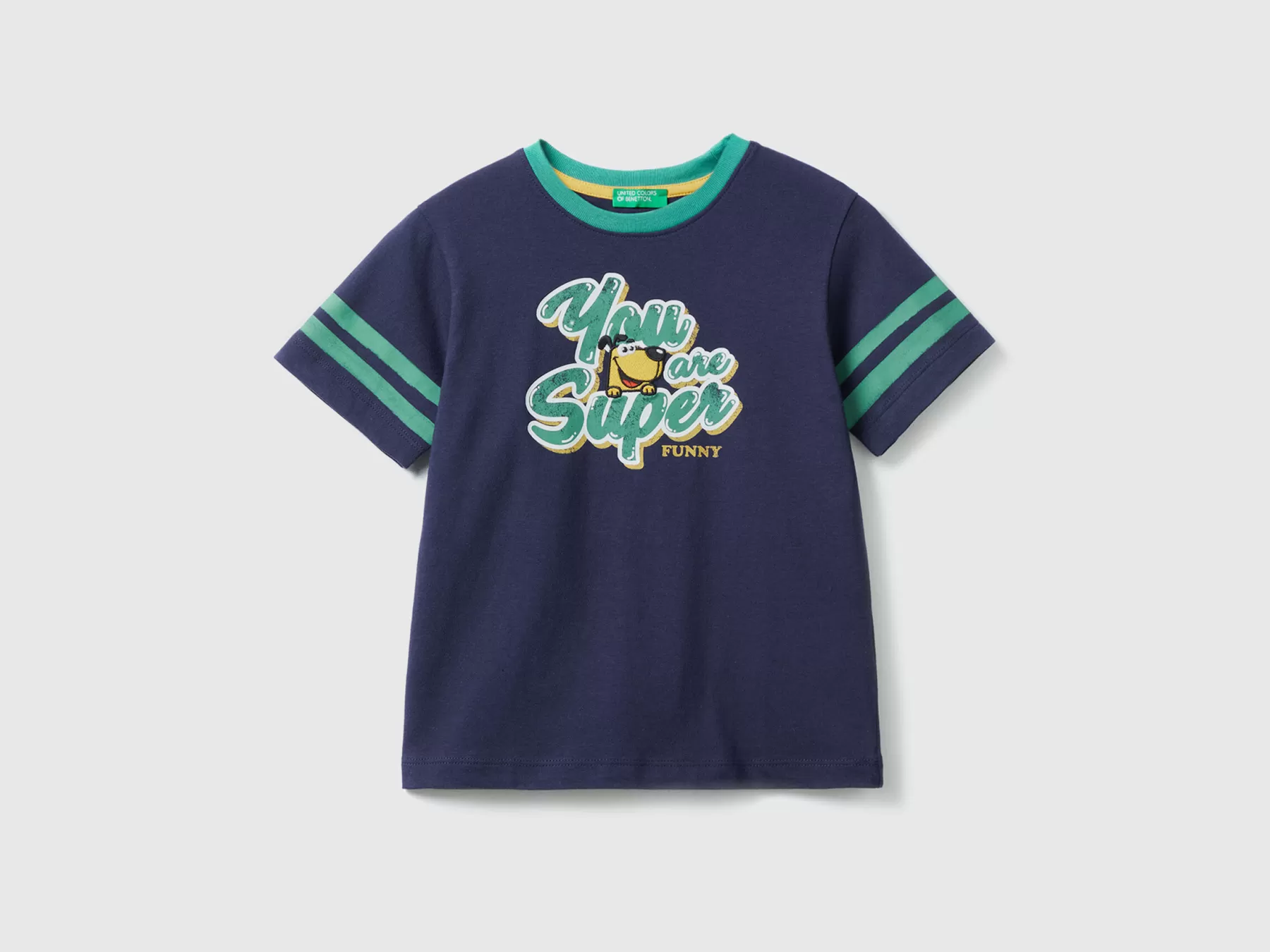 Benetton T-Shirt Con Stampa E Patch Blu Scuro Clearance