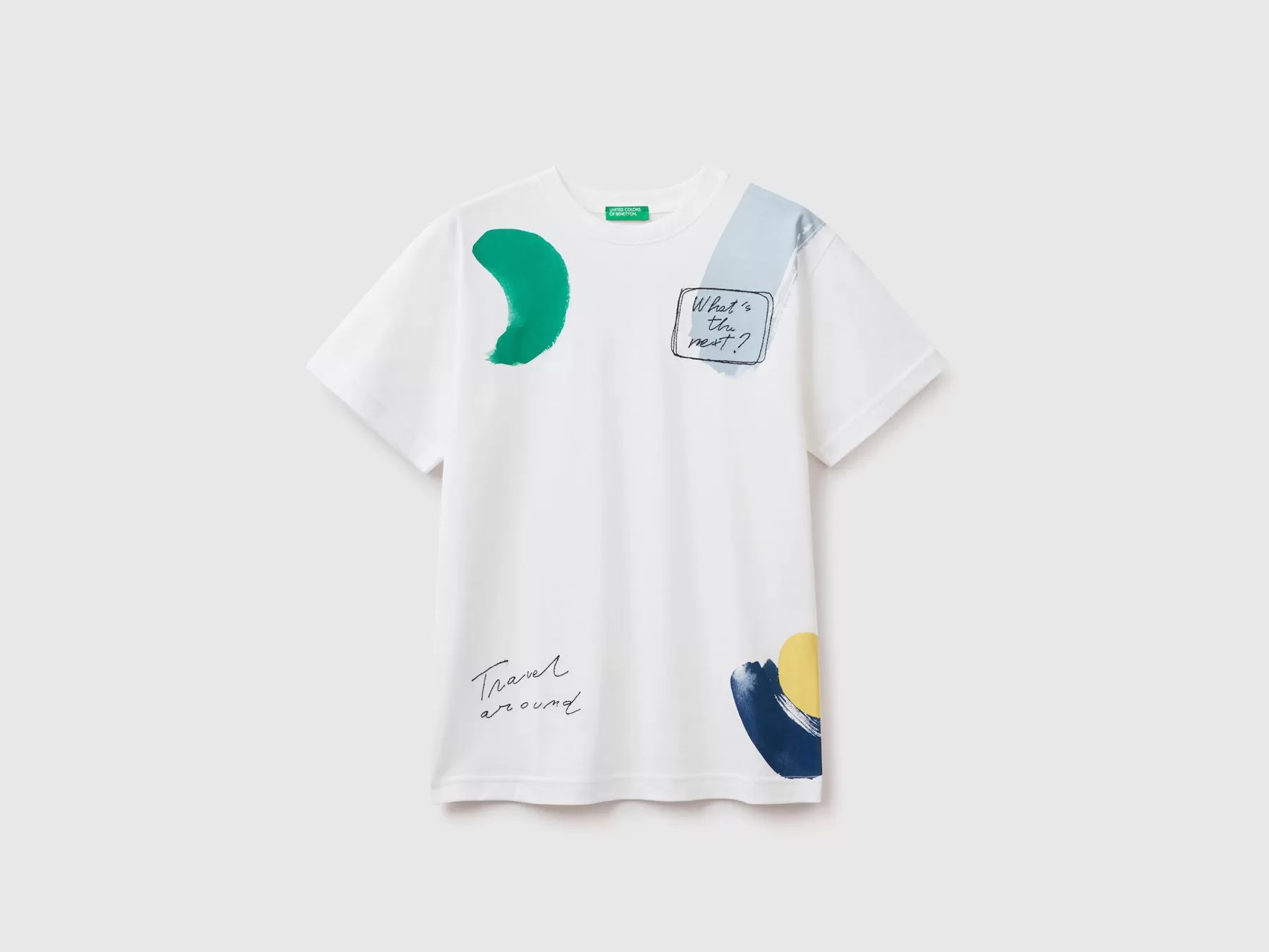 Benetton T-Shirt Con Stampa E Ricami Bianco Cheap