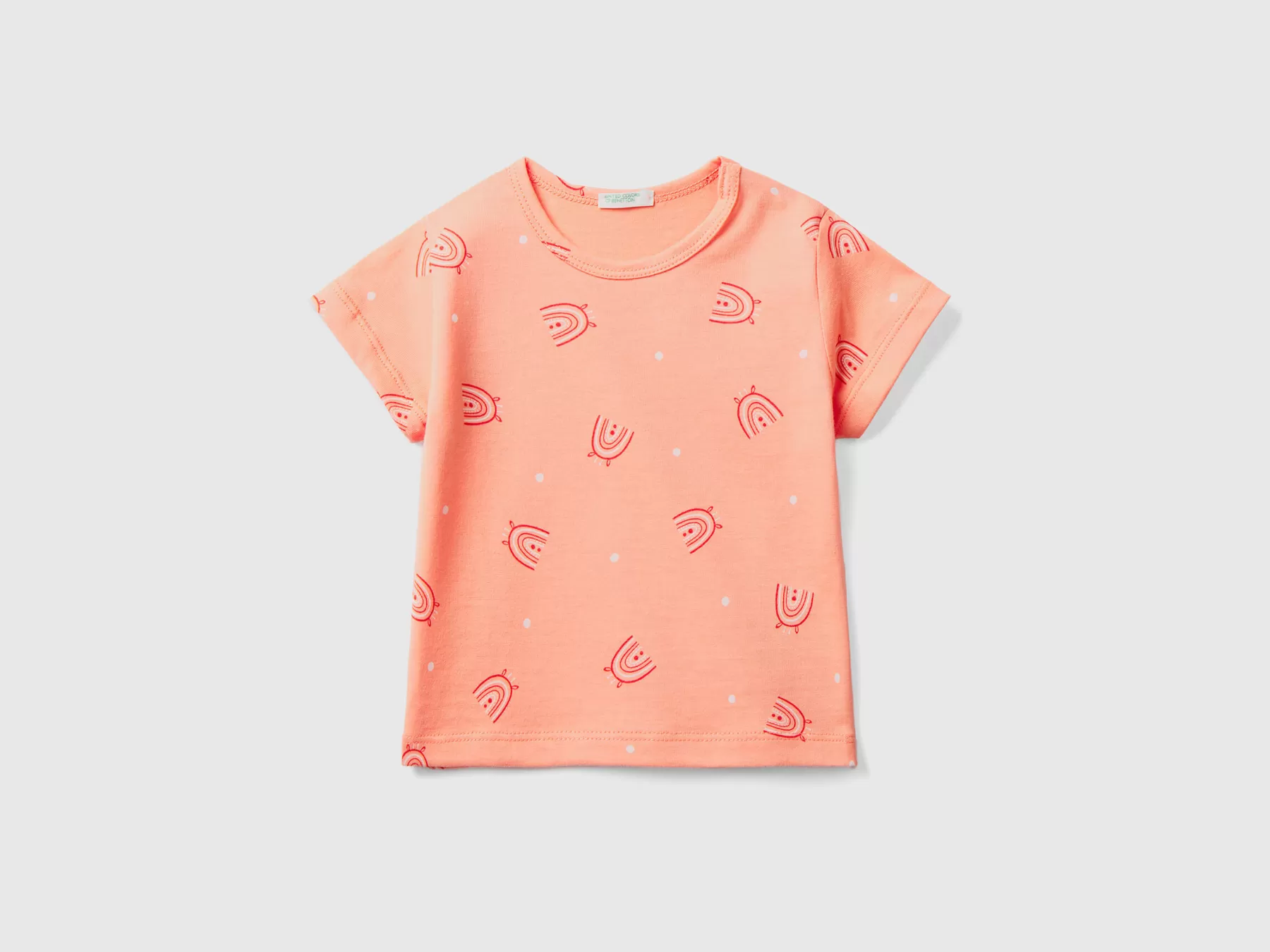 Benetton T-Shirt Con Stampa Fantasia Salmone Cheap