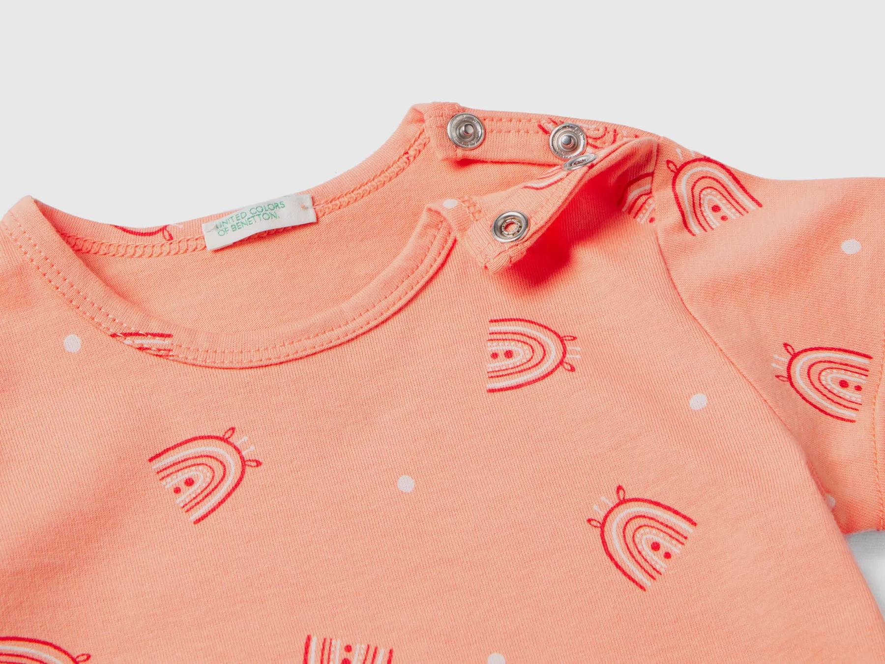 Benetton T-Shirt Con Stampa Fantasia Salmone Cheap