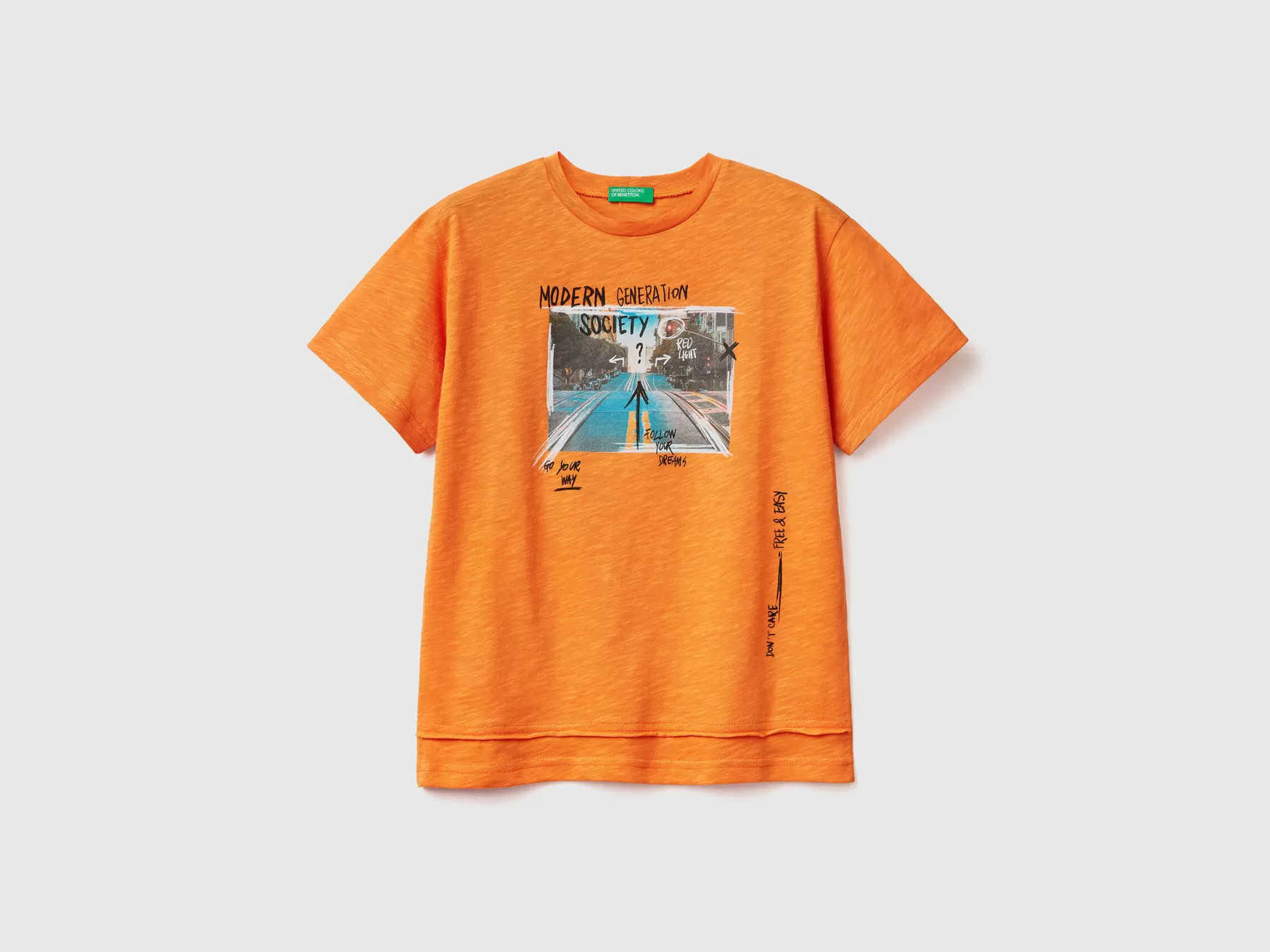 Benetton T-Shirt Con Stampa Fotografica Arancione Online