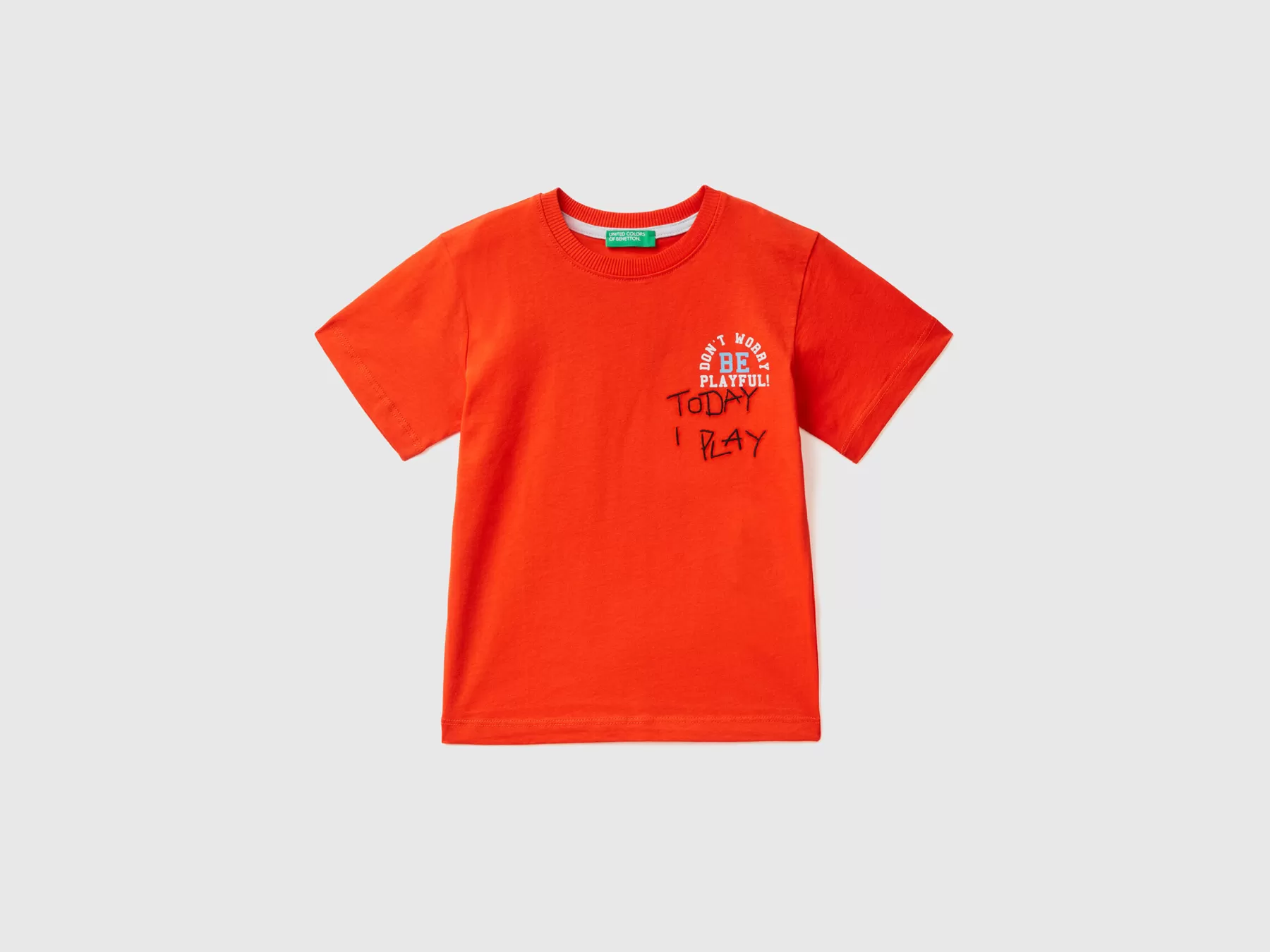 Benetton T-Shirt Con Stampa Fronte E Retro Rosso Corallo Online