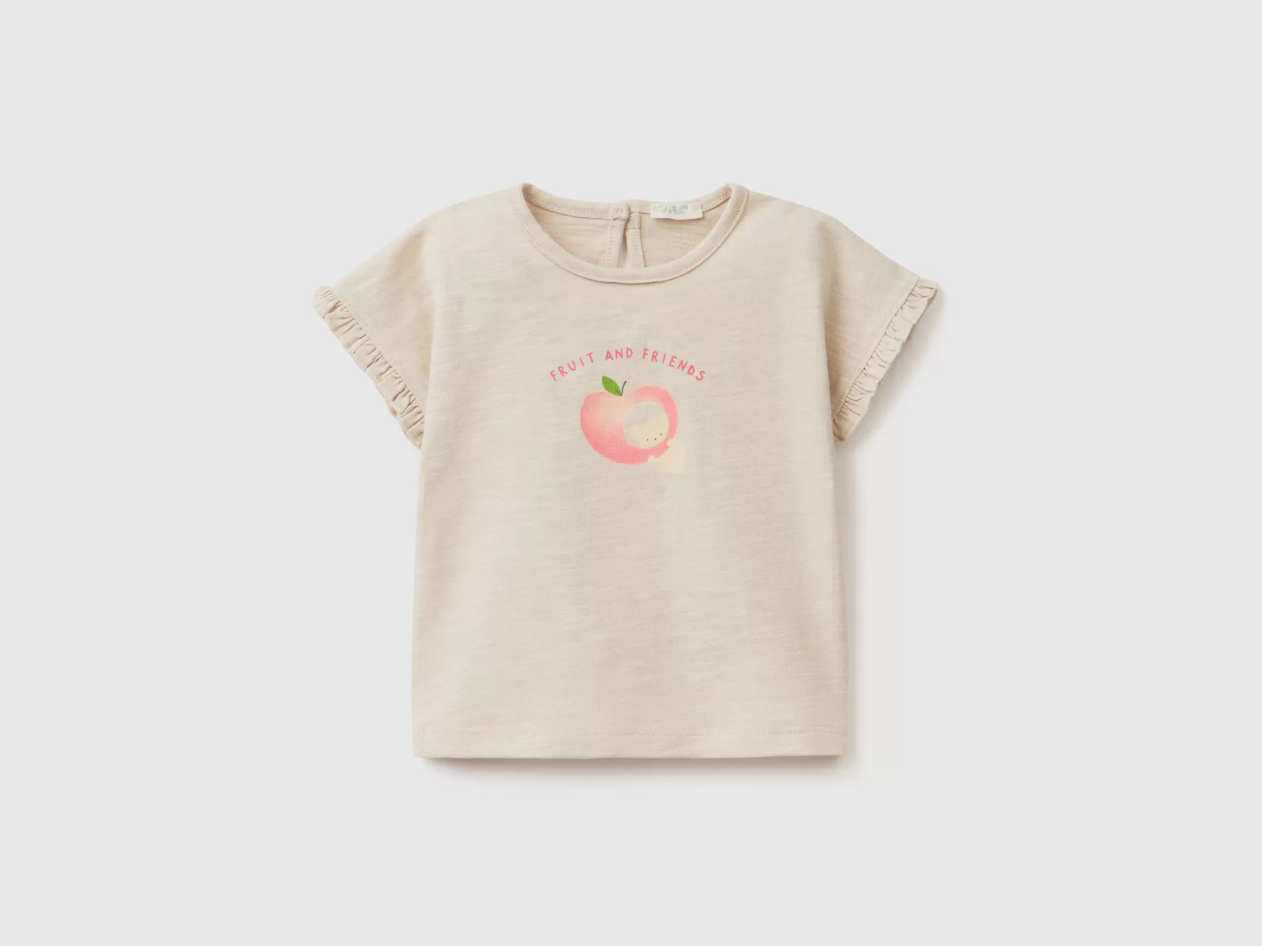 Benetton T-Shirt Con Stampa Frutta Beige Fashion