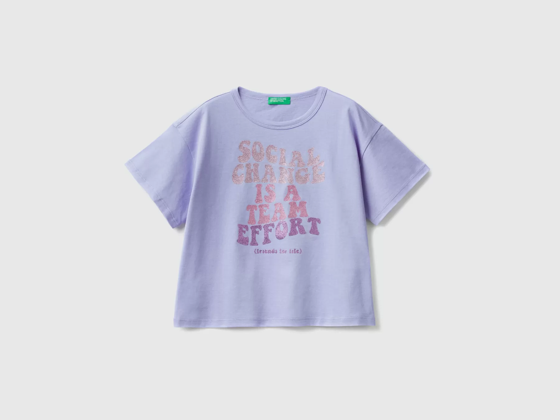 Benetton T-Shirt Con Stampa Glitter Pervinca Flash Sale