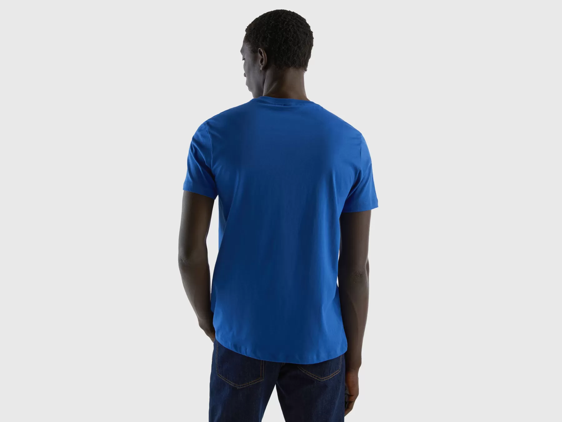 Benetton T-Shirt Con Stampa In Cotone A Fibra Lunga Bluette Hot