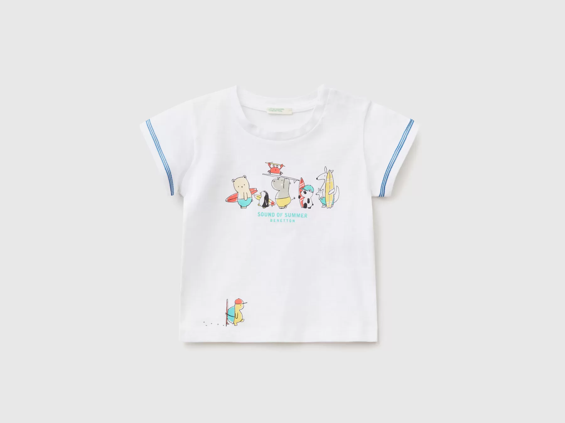 Benetton T-Shirt Con Stampa In Cotone Bio Bianco Hot