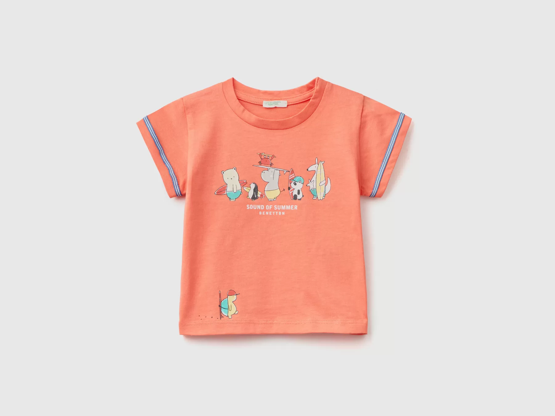 Benetton T-Shirt Con Stampa In Cotone Bio Arancione Online