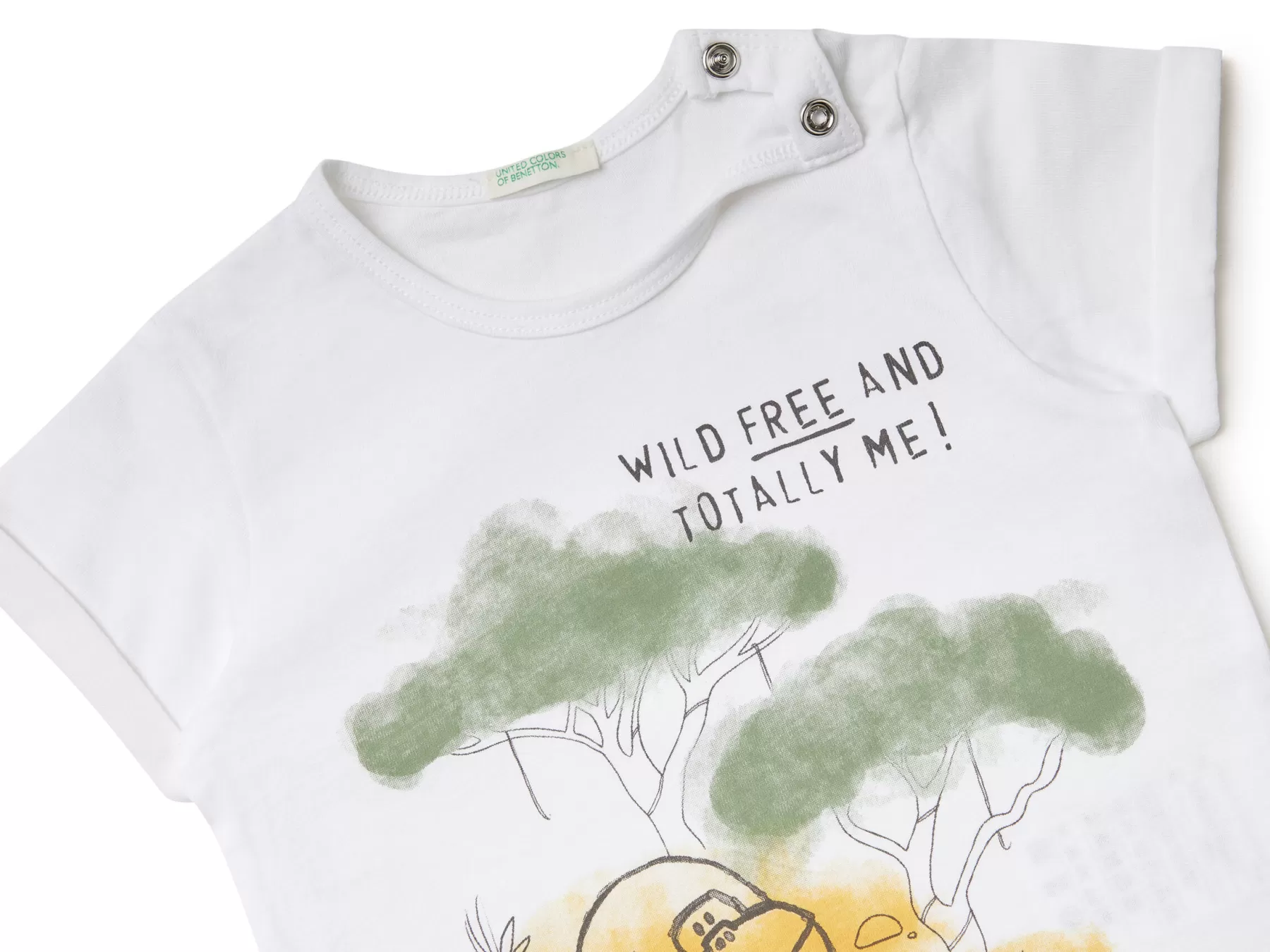 Benetton T-Shirt Con Stampa In Cotone Bio Bianco Clearance