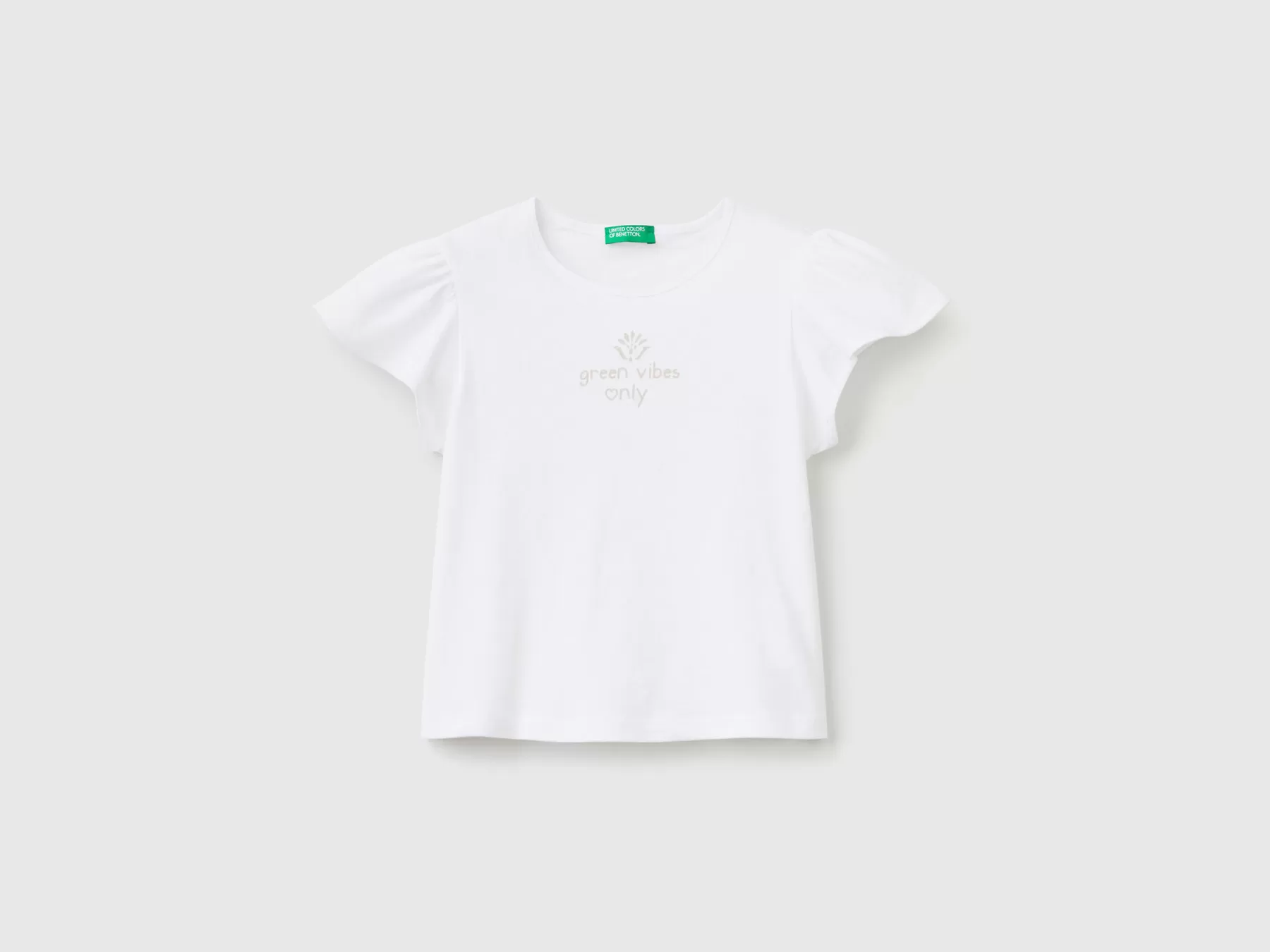 Benetton T-Shirt Con Stampa In Misto Lino Bianco Best Sale