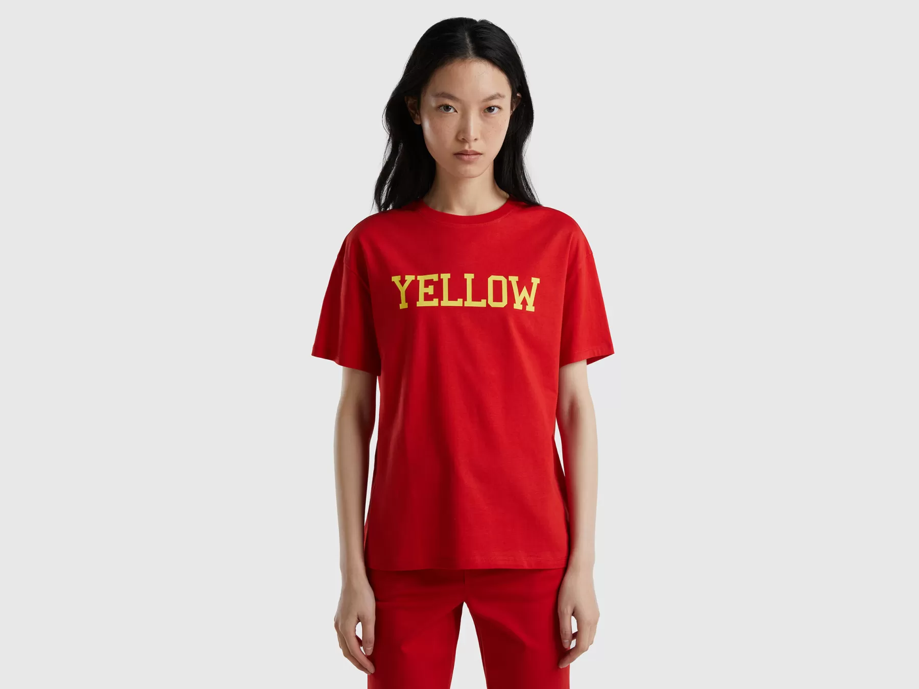 Benetton T-Shirt Con Stampa Lettering Rosso Best