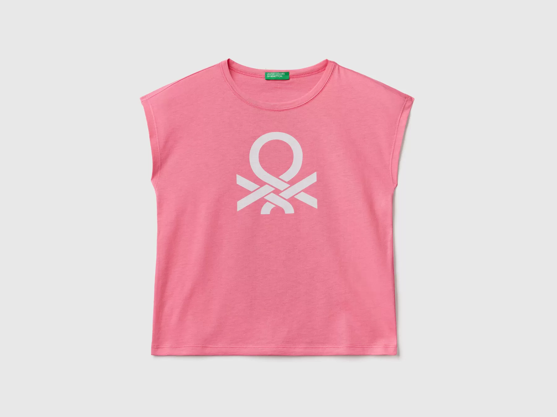 Benetton T-Shirt Con Stampa Logo Glitter Rosa Flash Sale