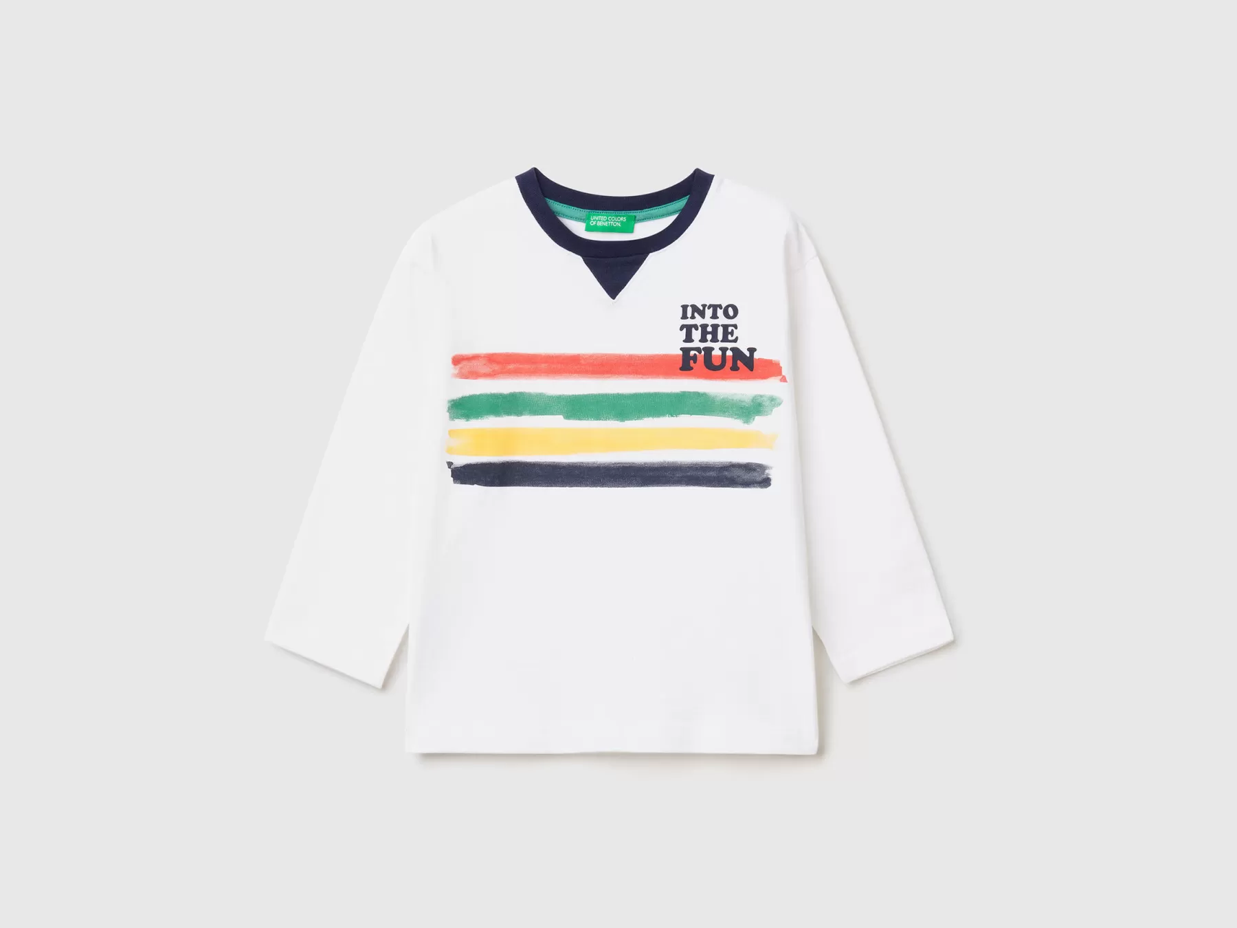 Benetton T-Shirt Con Stampa Multicolor Bianco Clearance