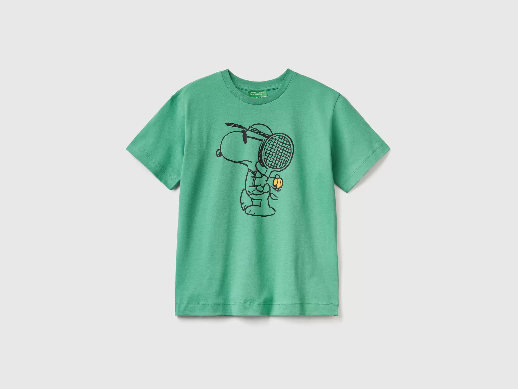 Benetton T-Shirt Con Stampa Peanuts Verde Outlet