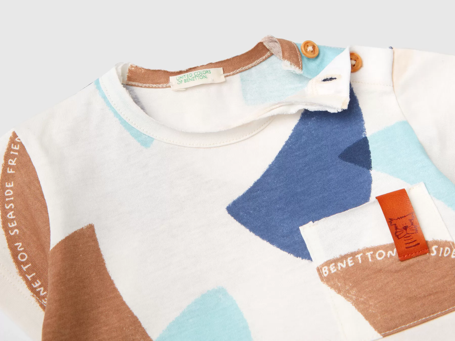 Benetton T-Shirt Con Stampa Vele Bianco New