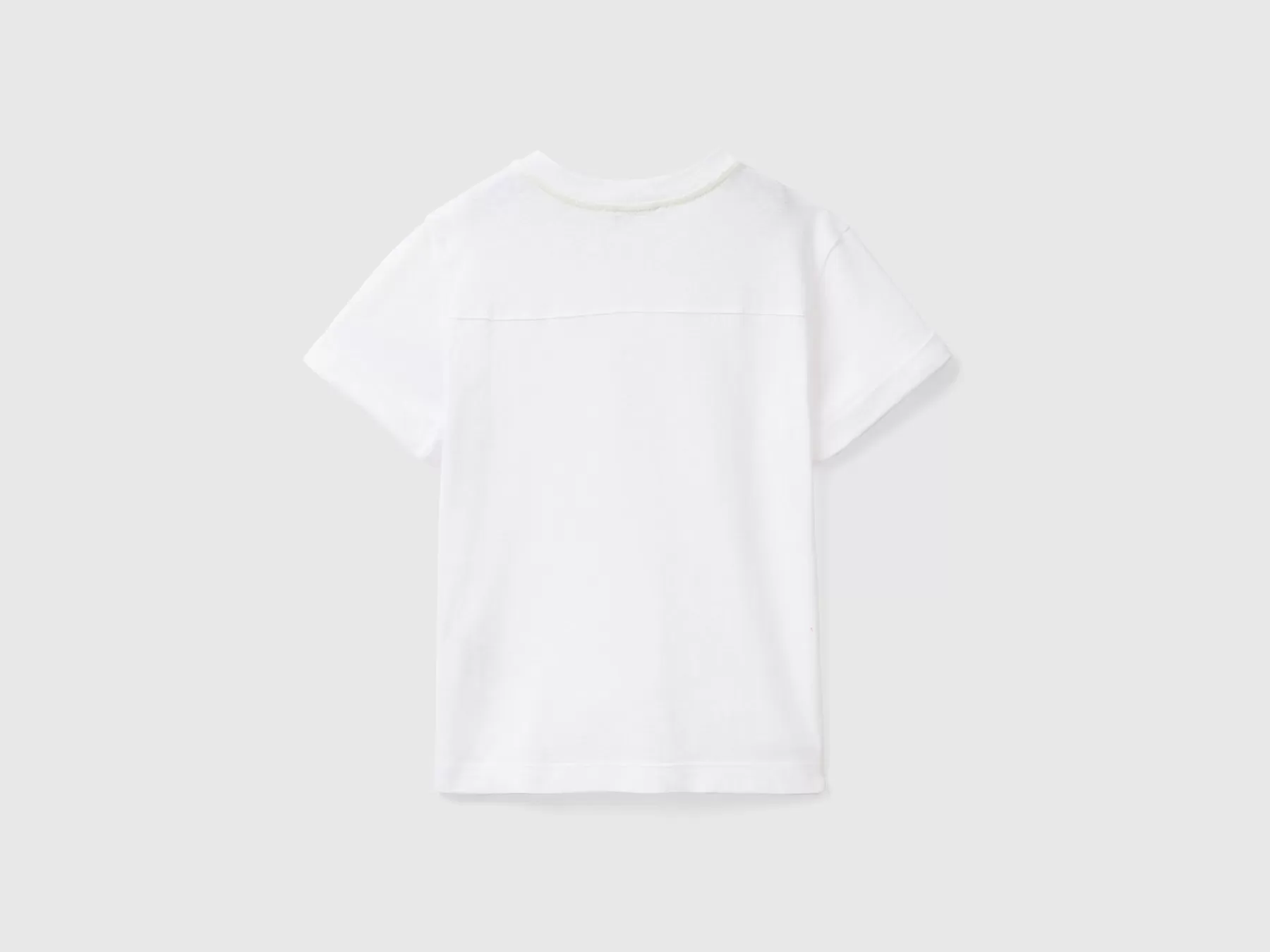 Benetton T-Shirt Con Taschino In Misto Lino Bianco Online