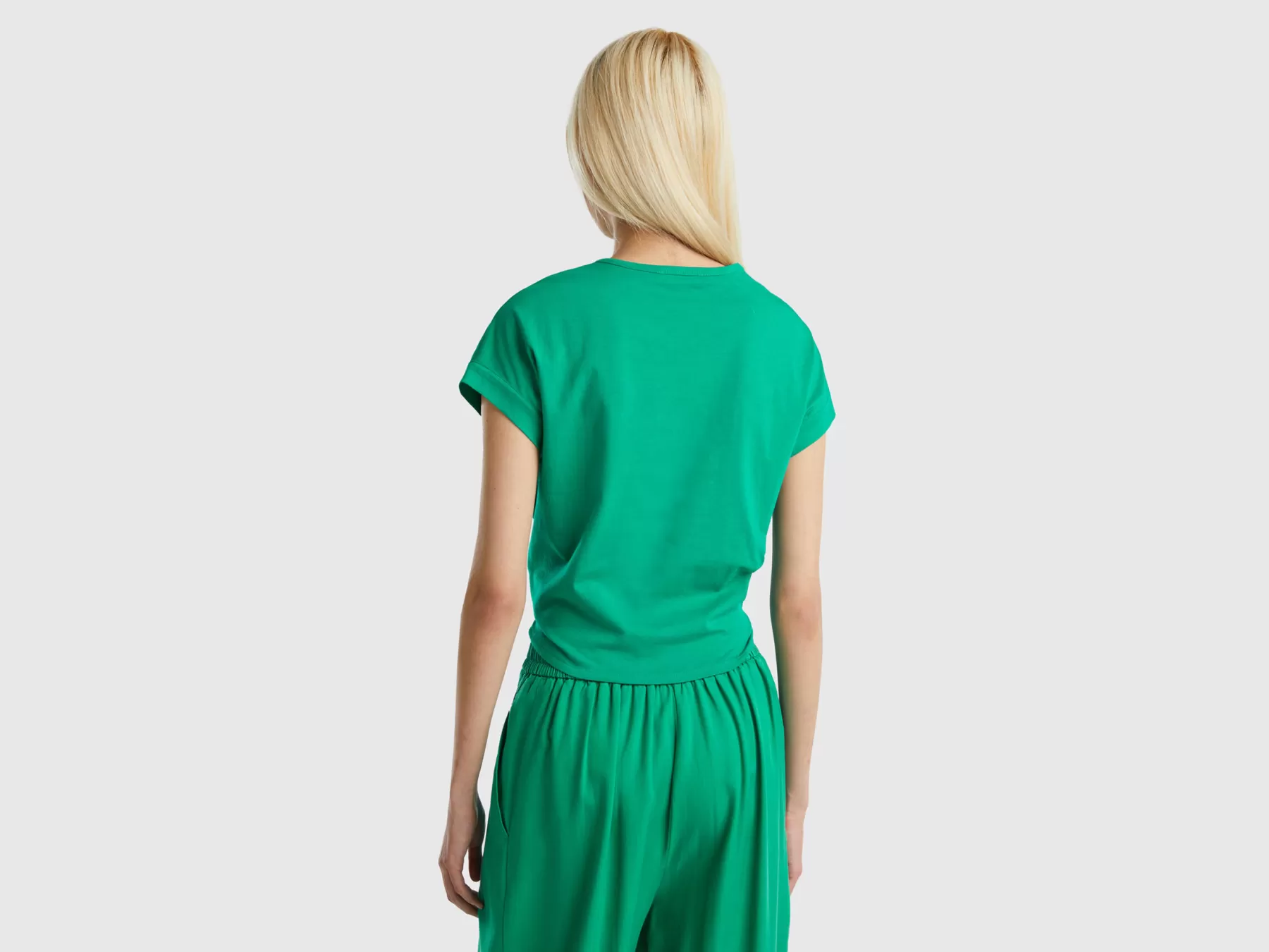 Benetton T-Shirt Corta Con Nodo Verde Cheap