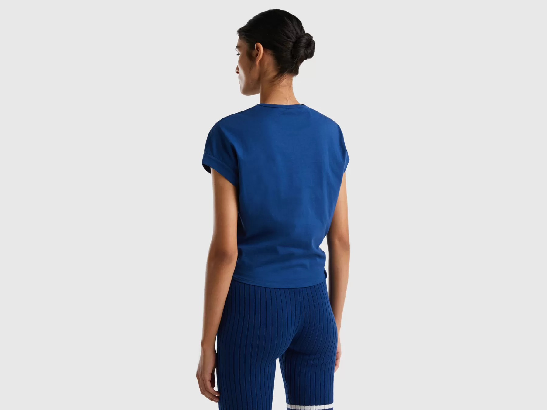 Benetton T-Shirt Corta Con Nodo Blu Scuro Hot