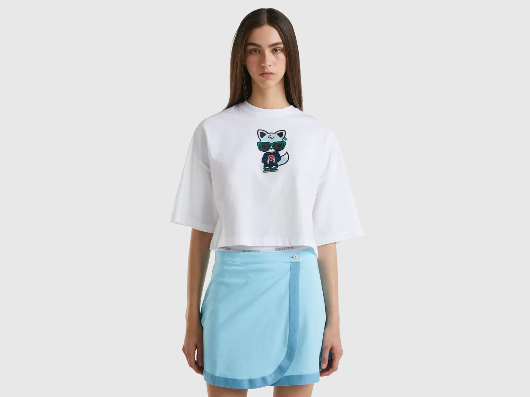 Benetton T-Shirt Cropped Bianca Be Family Bianco Store