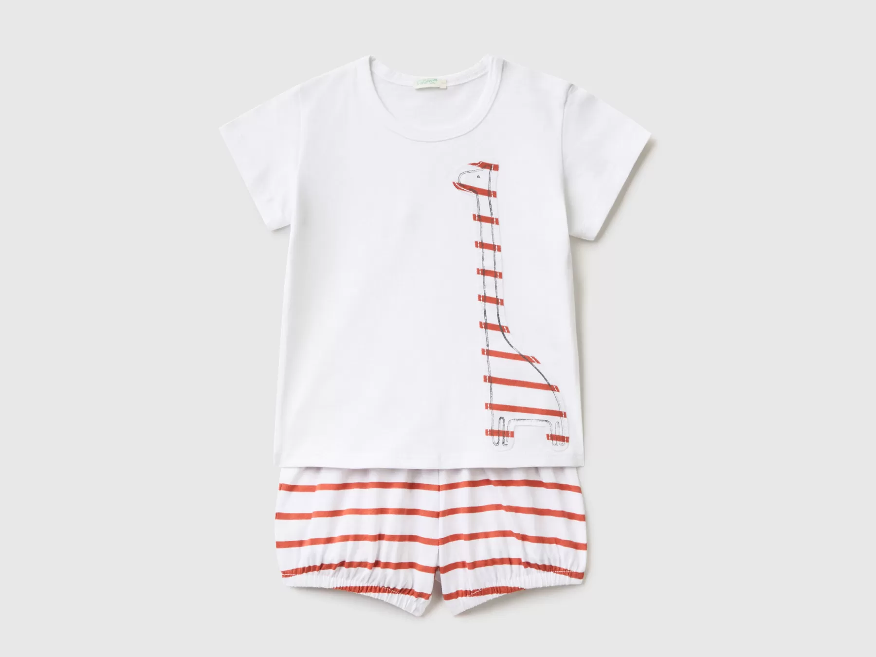 Benetton T-Shirt E Shorts In Puro Cotone Bianco Shop