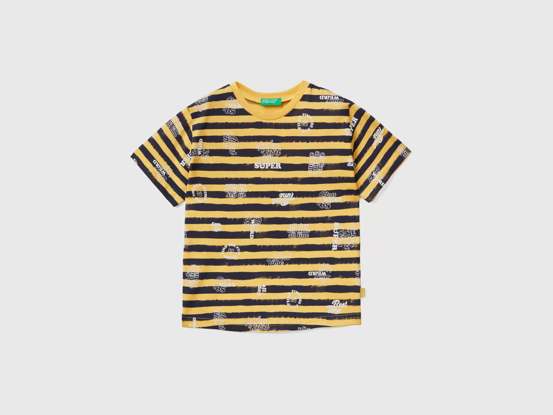 Benetton T-Shirt Fantasia 100% Cotone Giallo Online