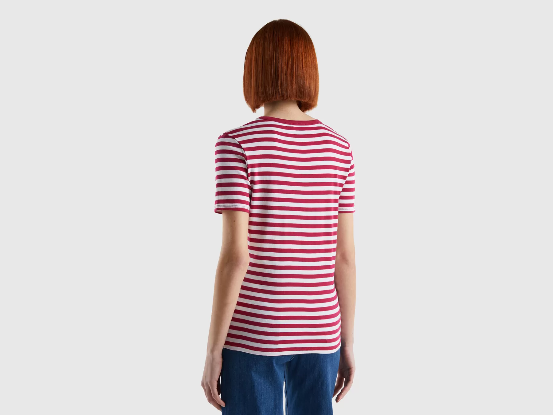 Benetton T-Shirt Girocollo A Righe Rosso Shop