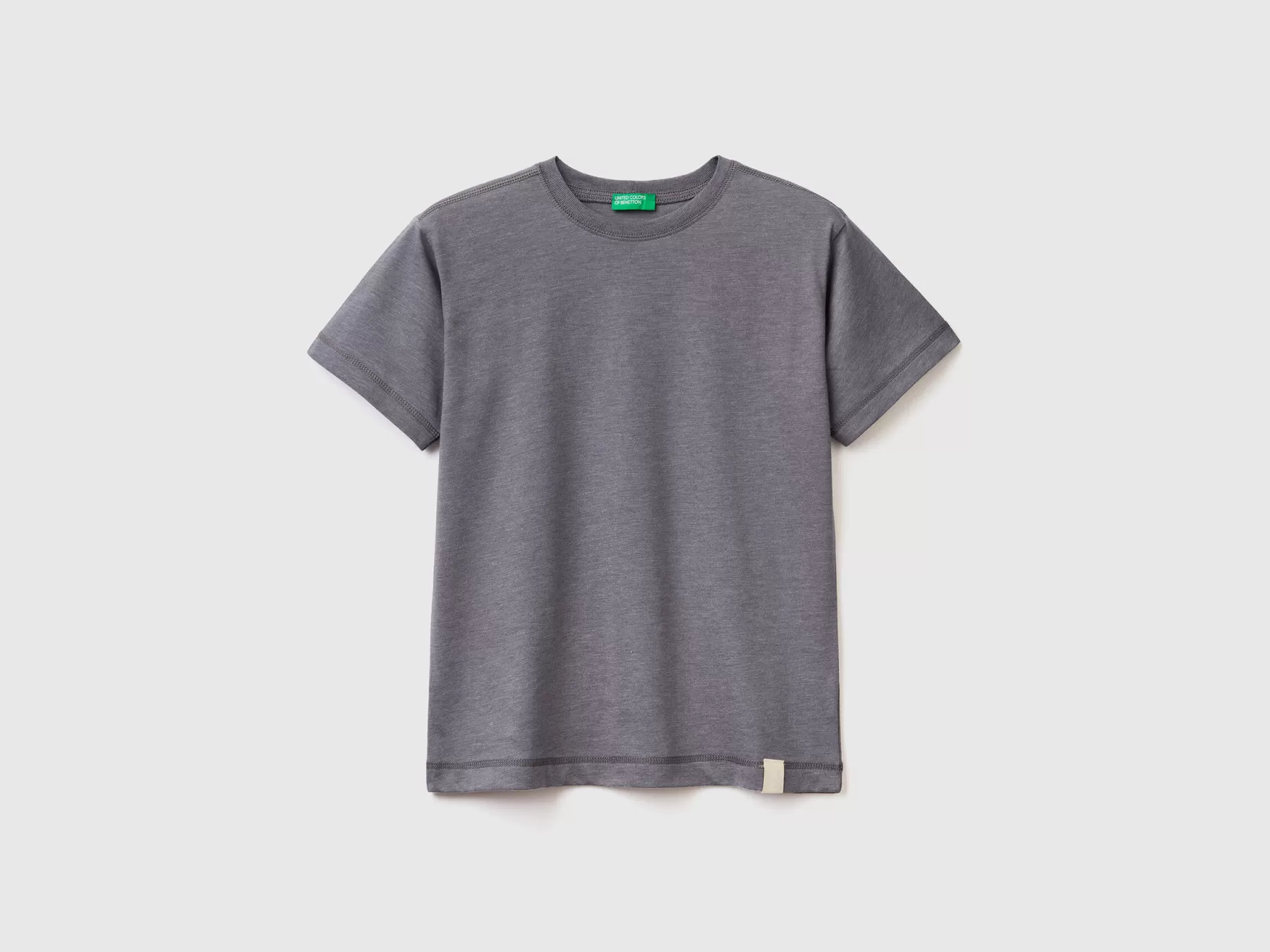 Benetton T-Shirt Girocollo In Tessuto Riciclato Grigio Scuro Online