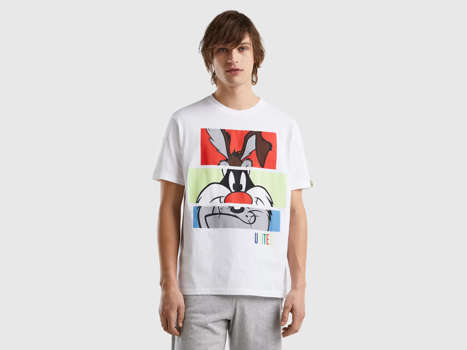 Benetton T-Shirt Girocollo Looney Tunes Bianco Fashion