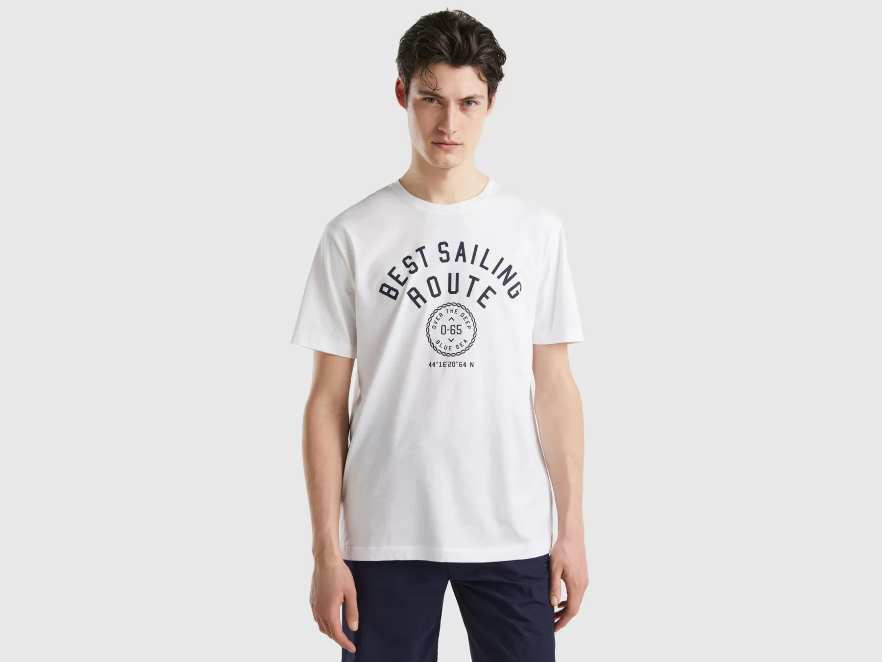 Benetton T-Shirt In Cotone A Fibra Lunga Bianco Shop