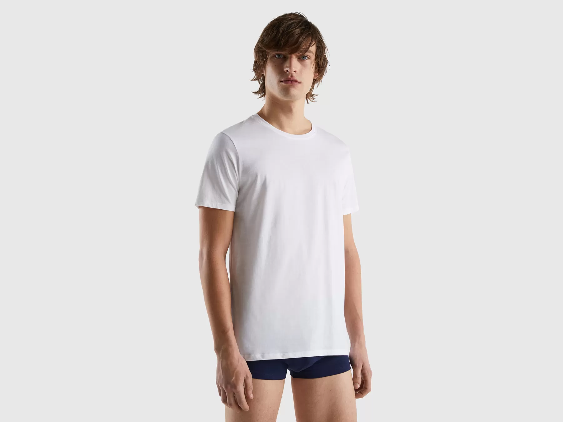 Benetton T-Shirt In Cotone A Fibra Lunga Bianco Best