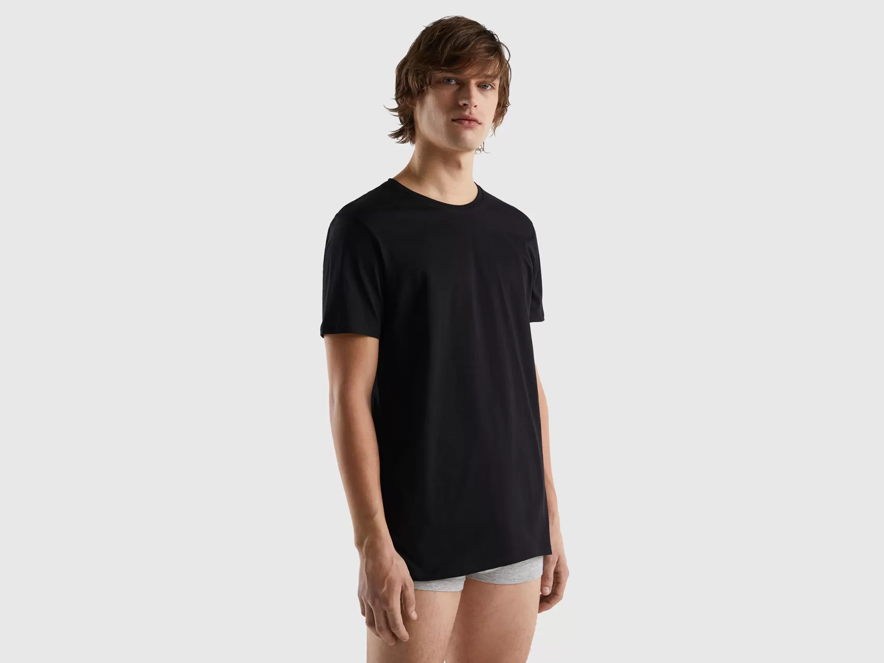 Benetton T-Shirt In Cotone A Fibra Lunga Nero Online