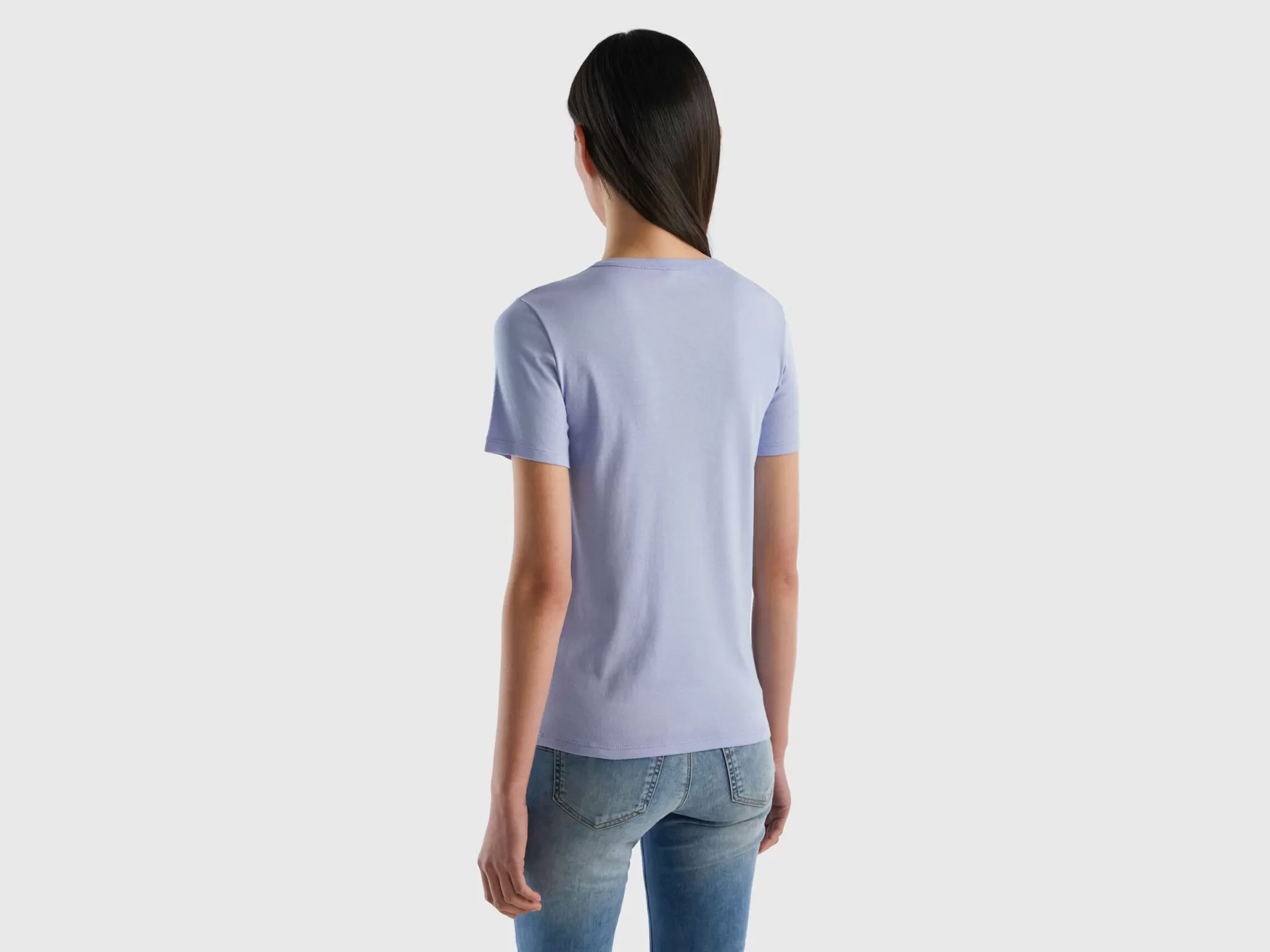 Benetton T-Shirt In Cotone A Fibra Lunga Lavanda Store