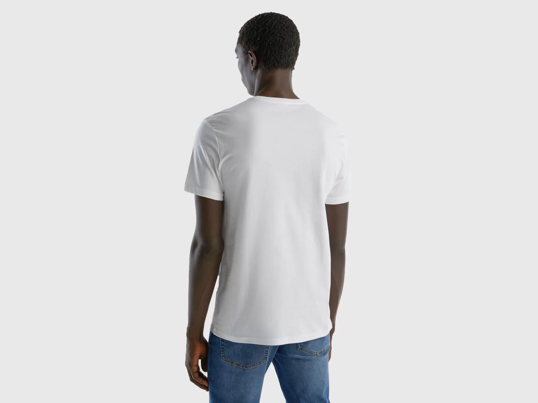 Benetton T-Shirt In Cotone A Fibra Lunga Bianco Shop