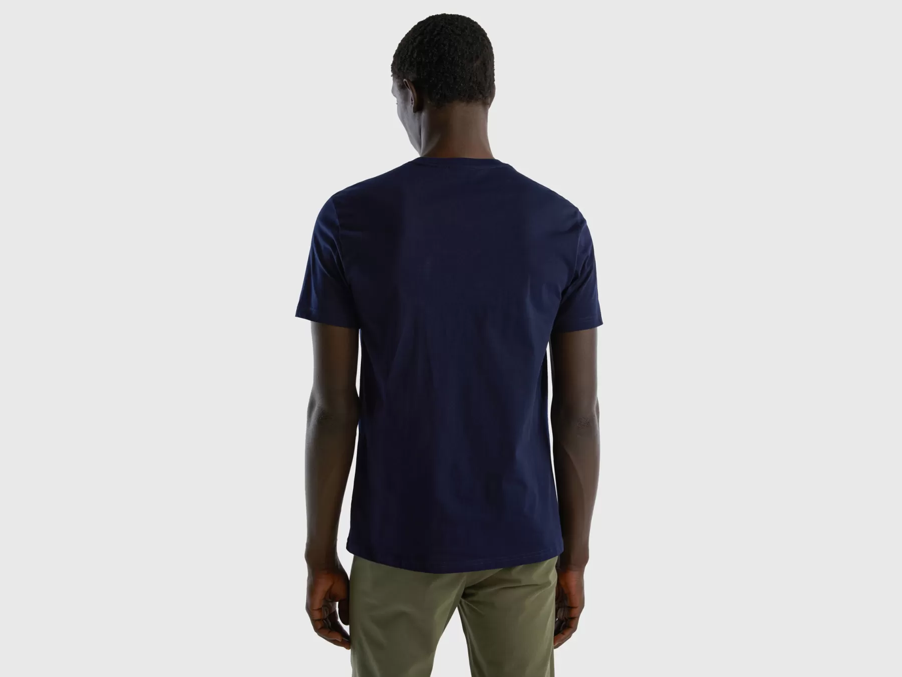 Benetton T-Shirt In Cotone A Fibra Lunga Blu Scuro Cheap