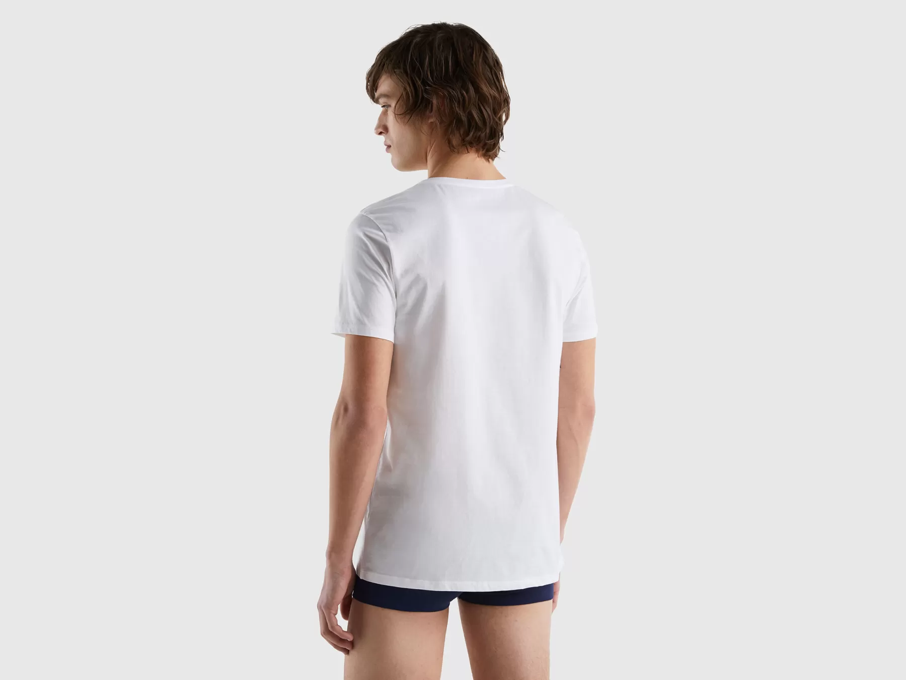 Benetton T-Shirt In Cotone A Fibra Lunga Bianco Best