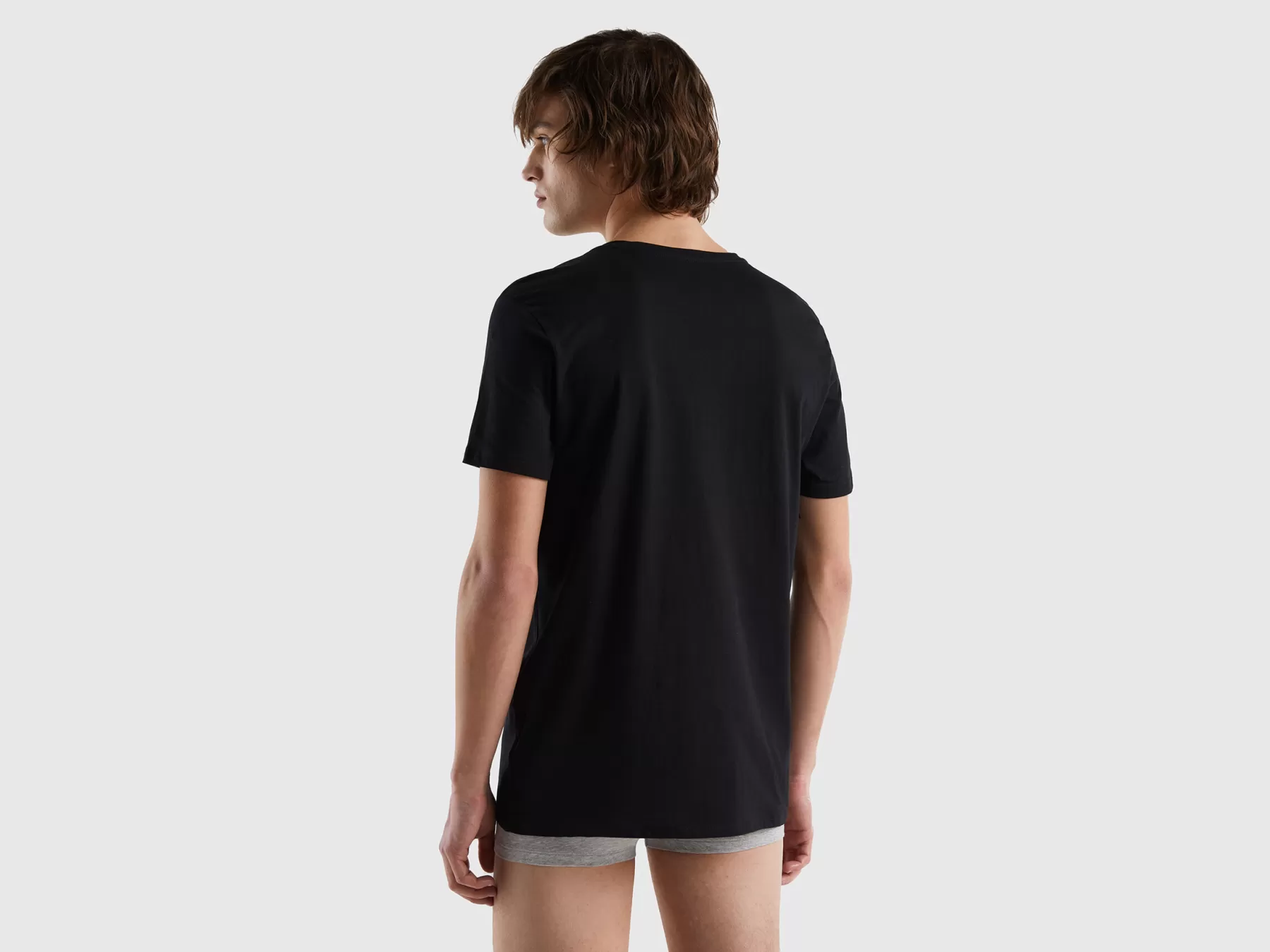 Benetton T-Shirt In Cotone A Fibra Lunga Nero Online