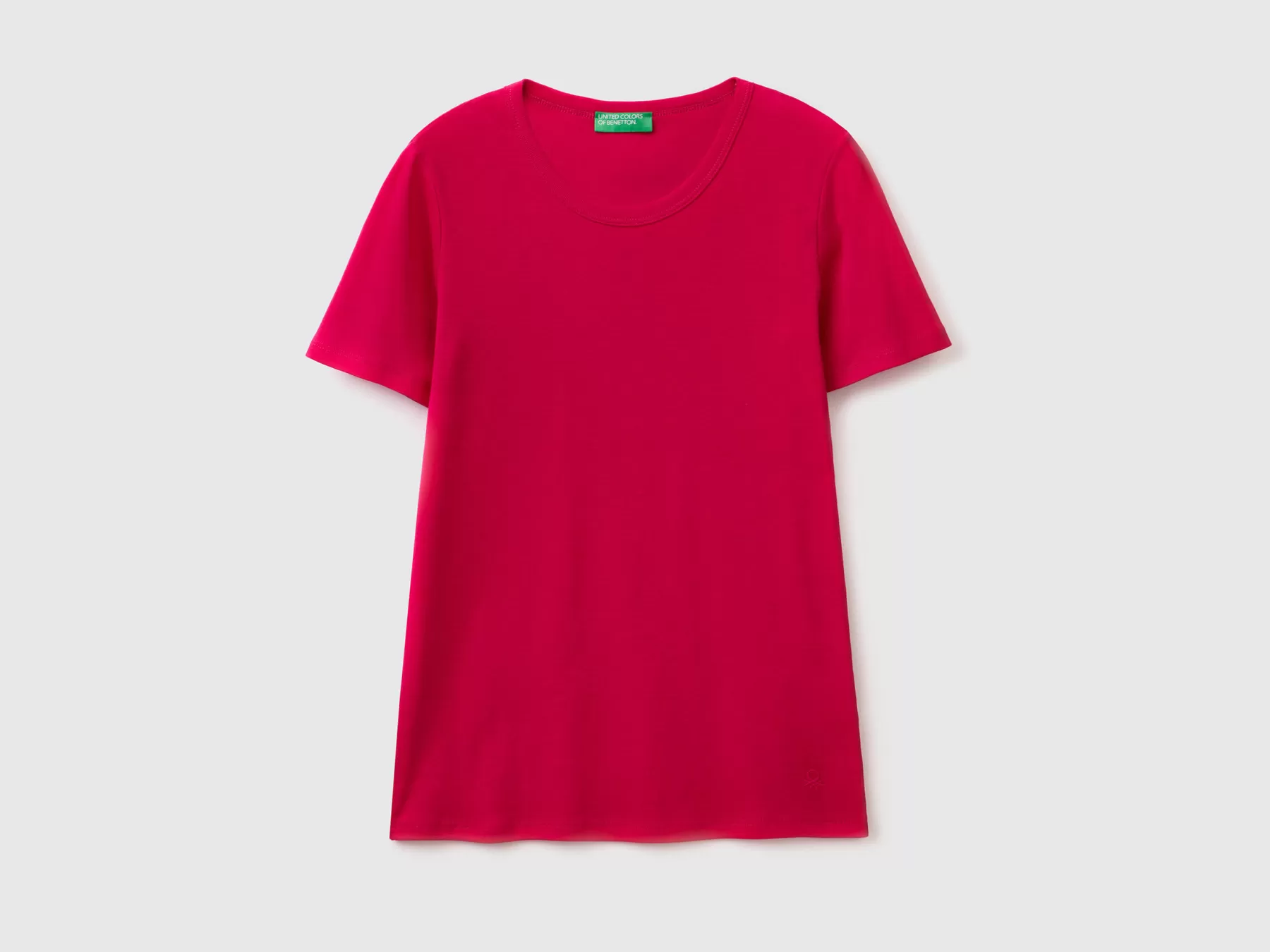 Benetton T-Shirt In Cotone A Fibra Lunga Fucsia Cheap