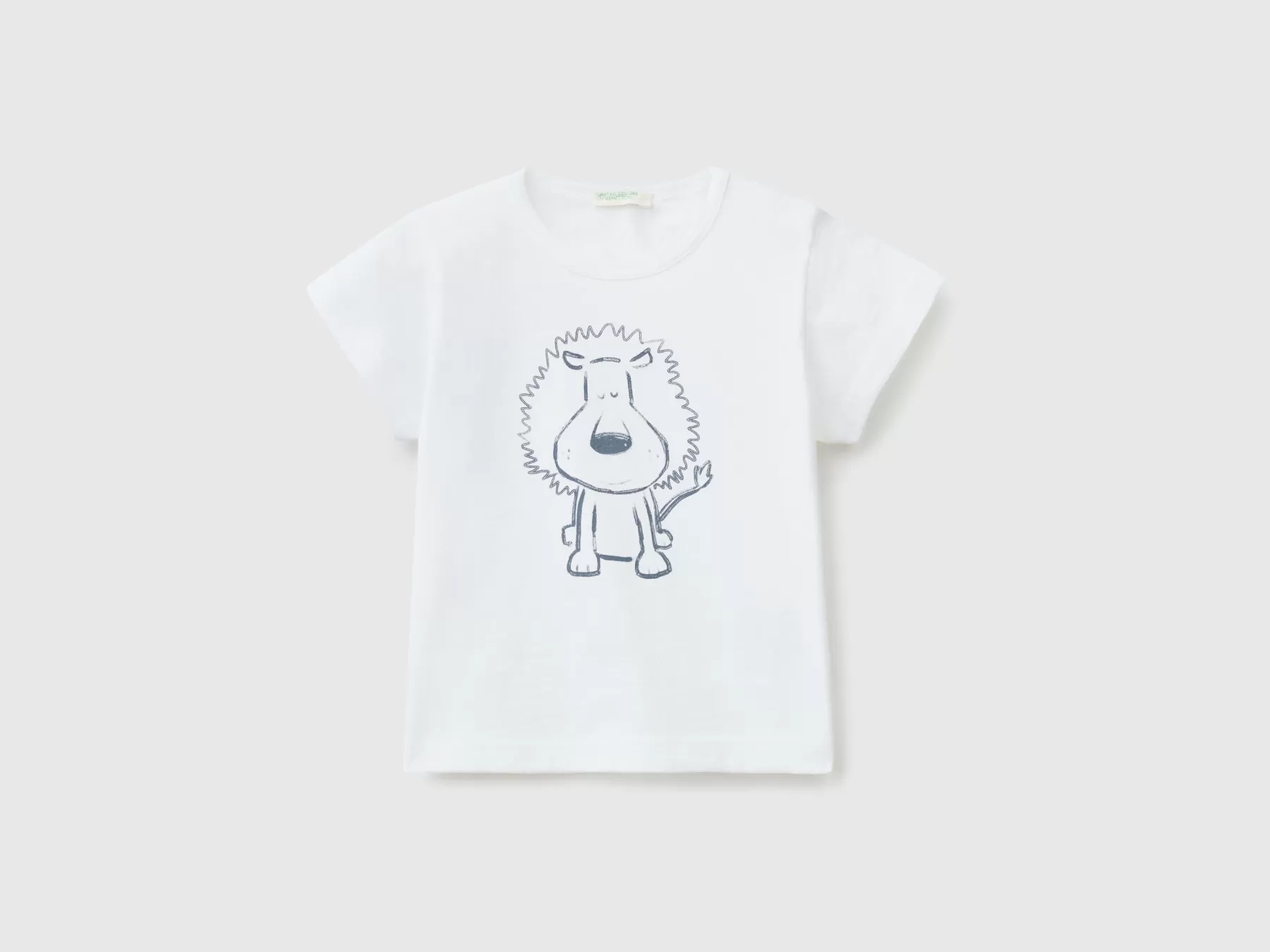 Benetton T-Shirt In Cotone Bio Con Stampa Bianco Online